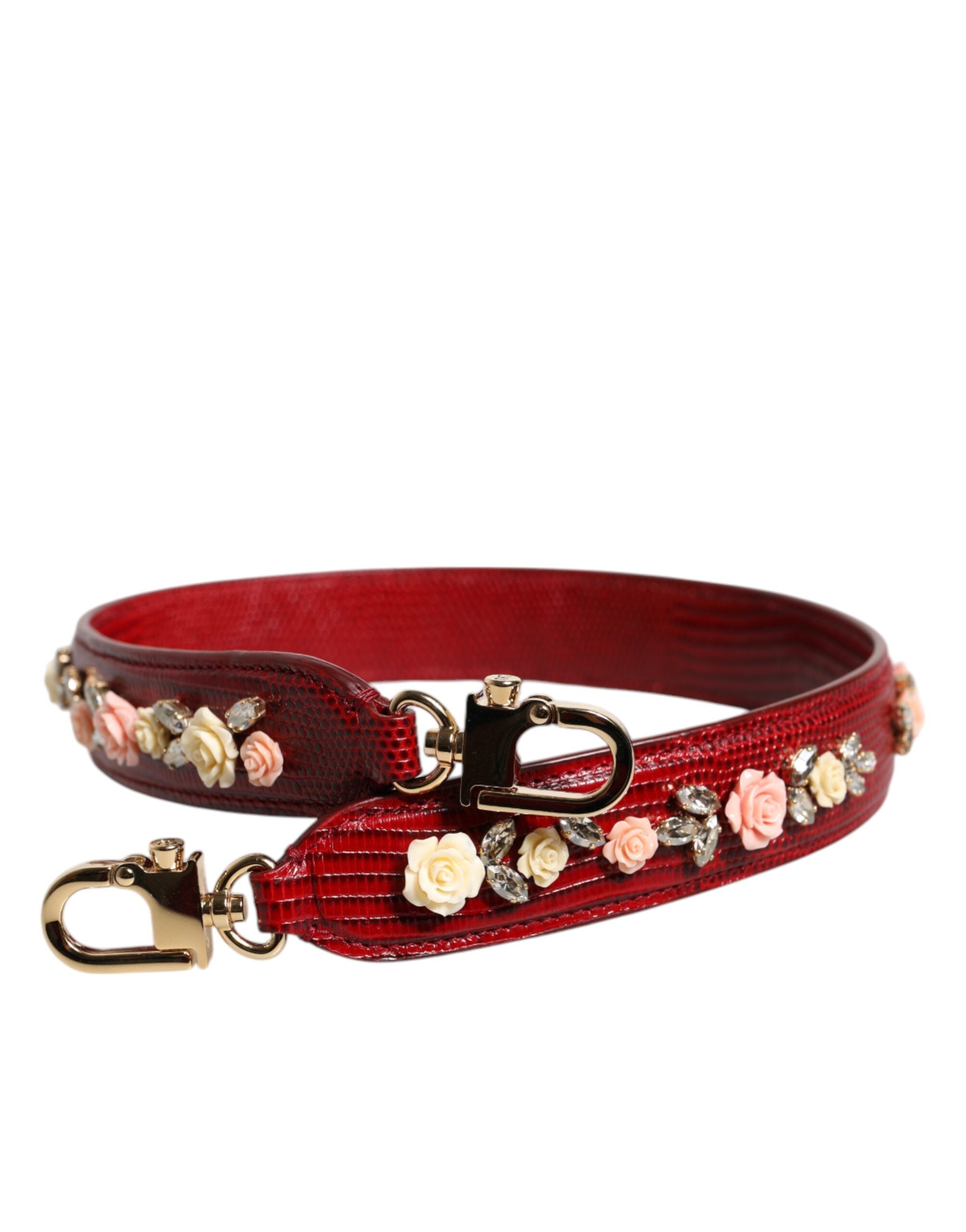 Geantă de umăr Dolce &amp; Gabbana din piele roșie cu imprimeu floral