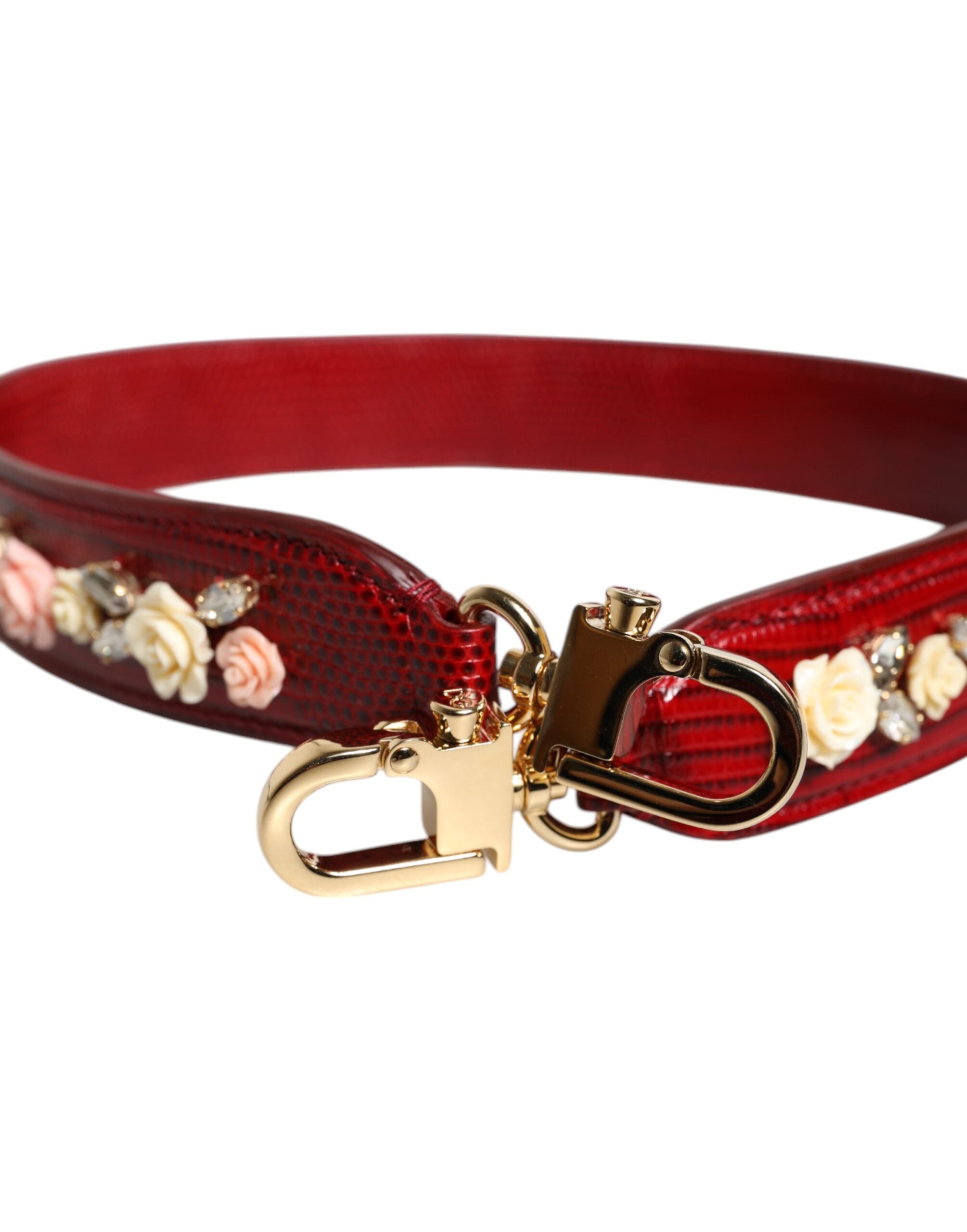 Geantă de umăr Dolce &amp; Gabbana din piele roșie cu imprimeu floral