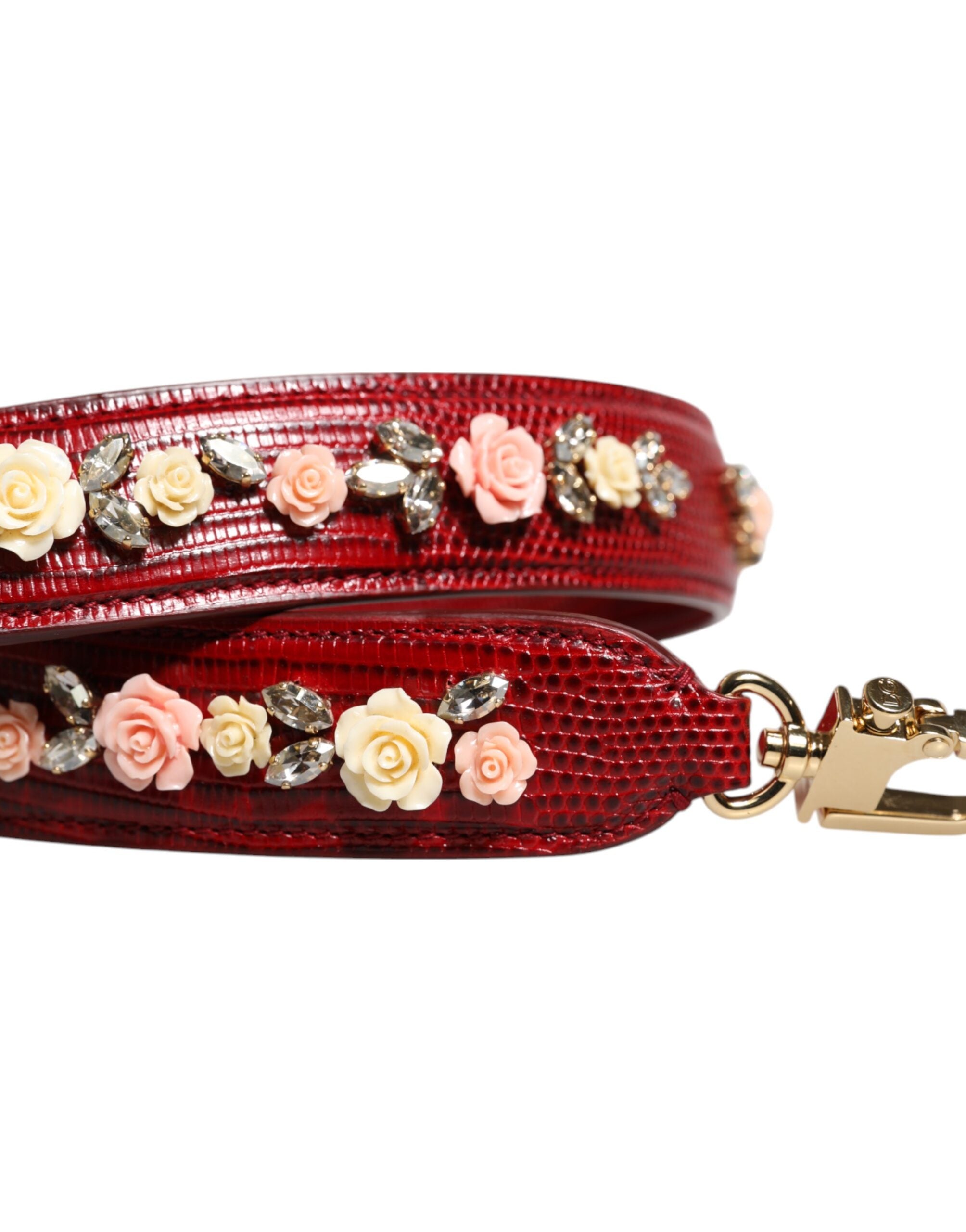 Geantă de umăr Dolce &amp; Gabbana din piele roșie cu imprimeu floral