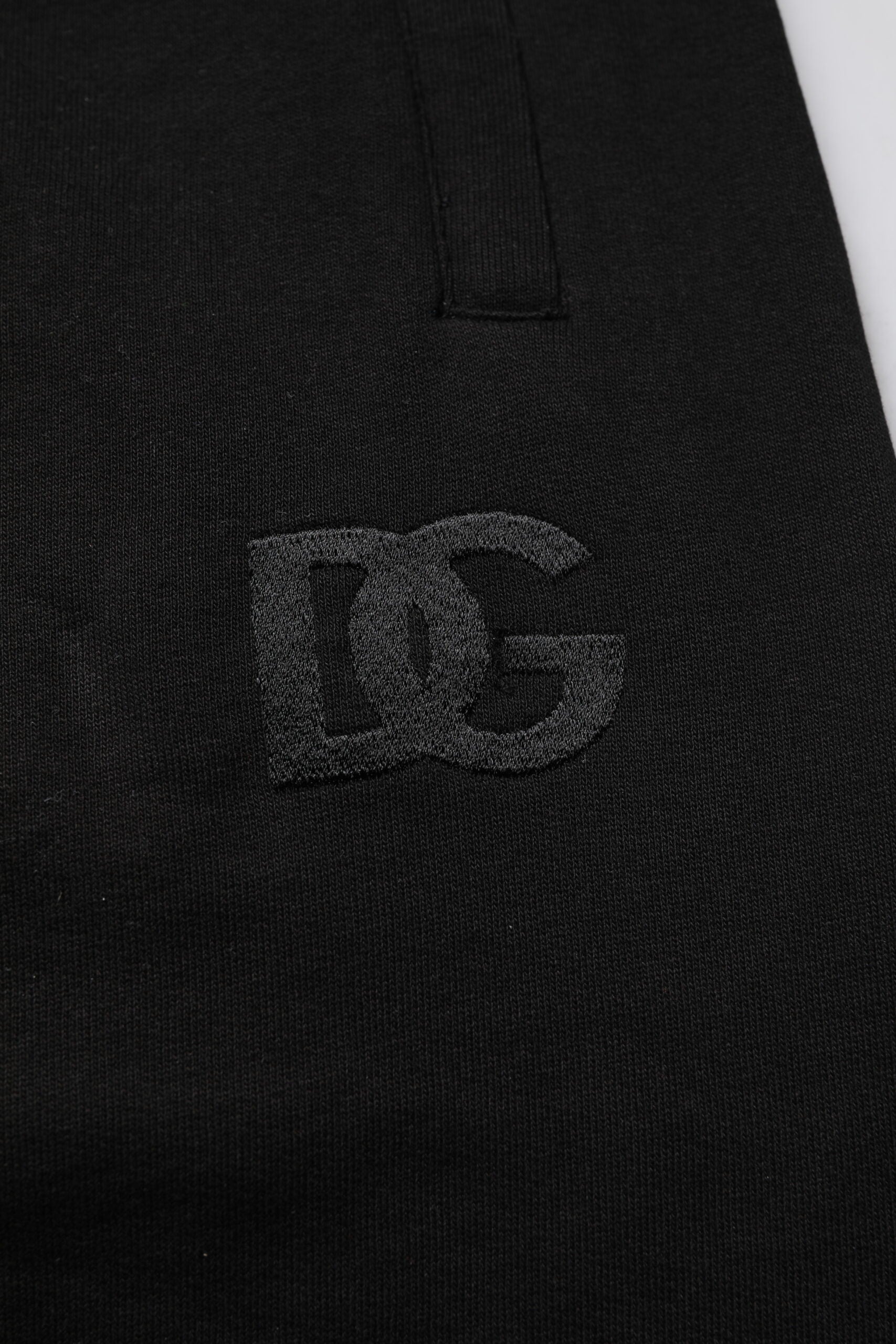 Pantaloni de trening Dolce &amp; Gabbana negri din bumbac cu talie medie