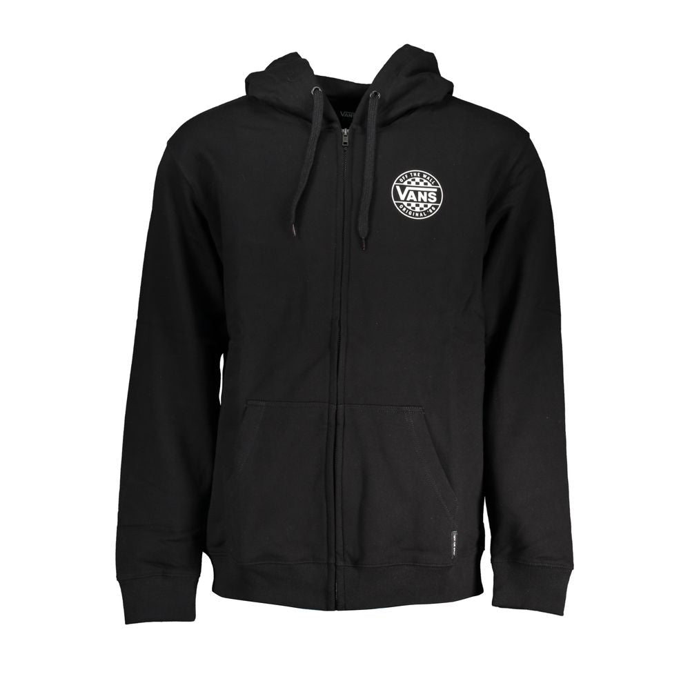 Vans – Eleganter schwarzer Kapuzenpullover mit Reißverschluss und Logo-Print