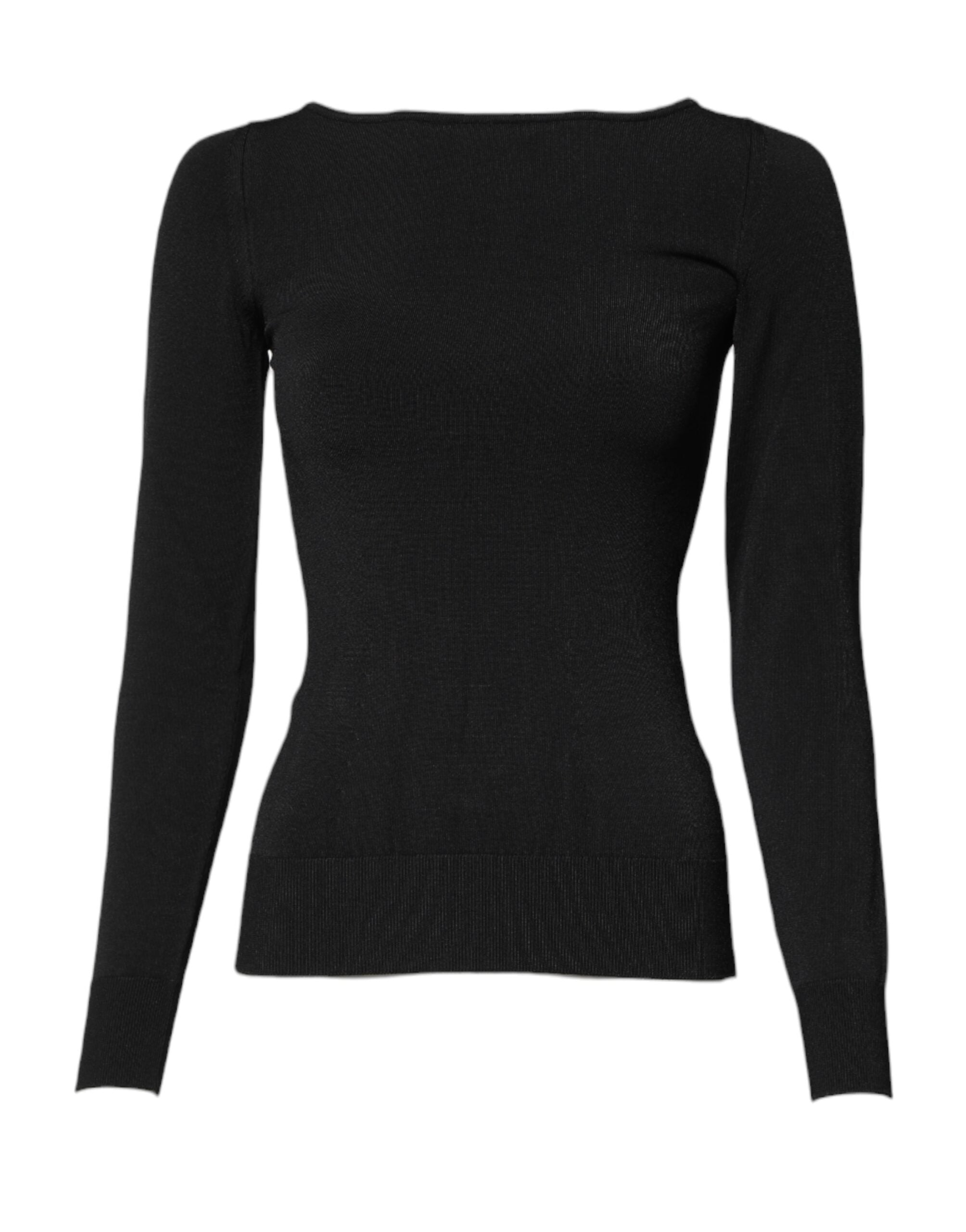 Dolce &amp; Gabbana – Schwarzes Pullover-Oberteil aus Viskose mit langen Ärmeln
