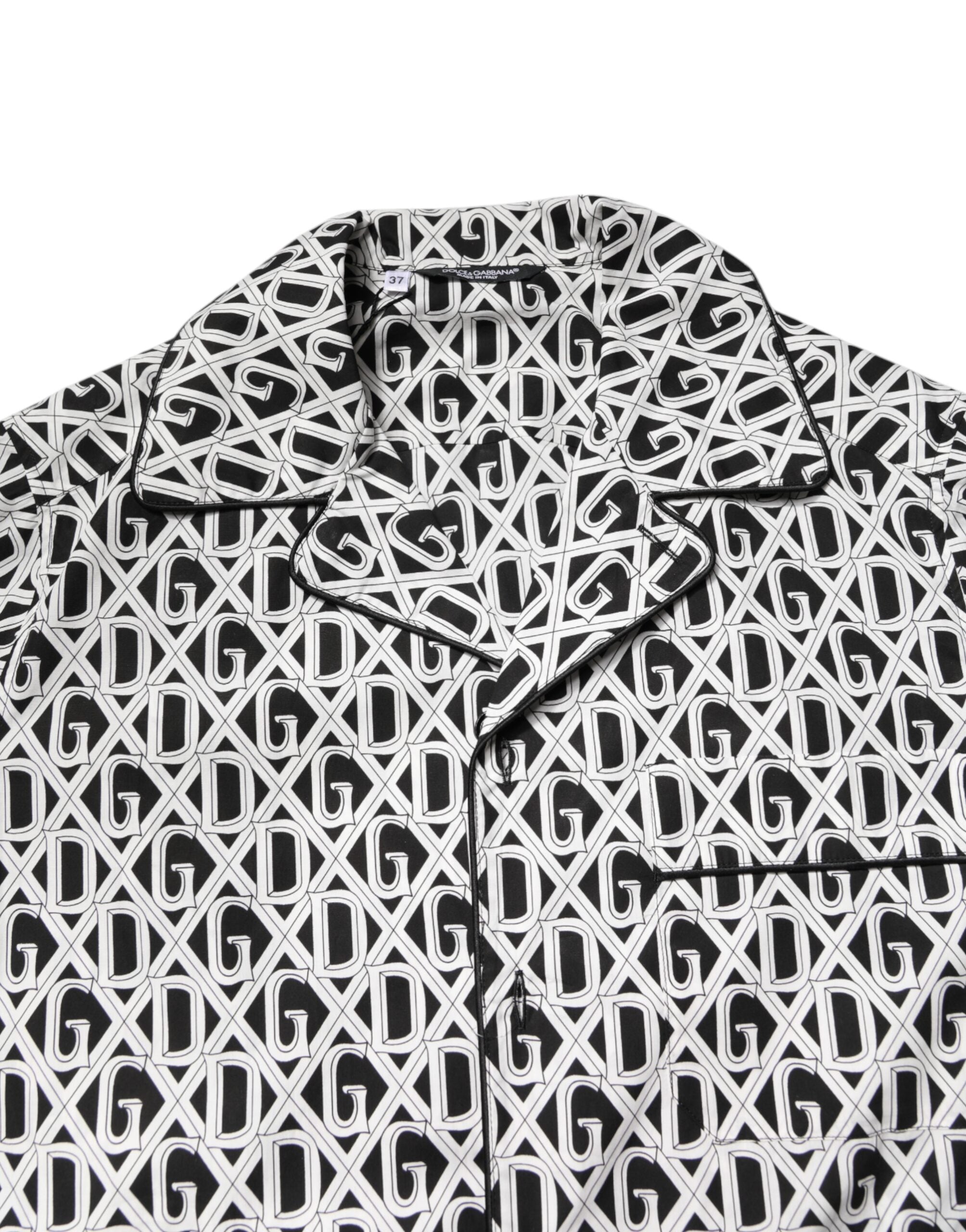 Dolce &amp; Gabbana Pijamale din bumbac cu imprimeu DG alb-negru