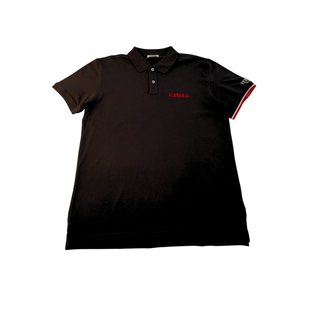 Iceberg Herren Poloshirt aus schwarzer Baumwolle