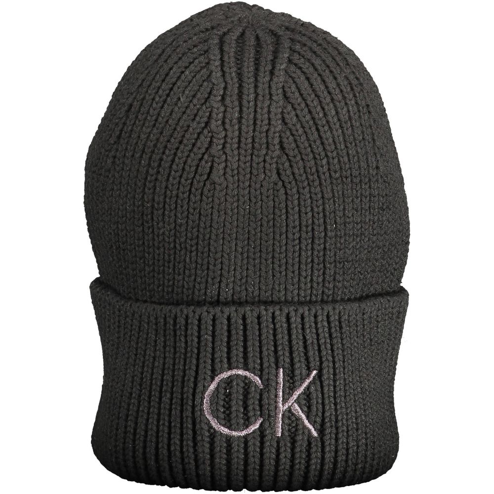 Pălărie Calvin Klein neagră din bumbac pentru femei