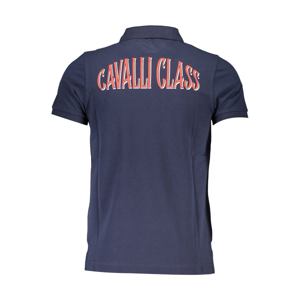 Tricou polo pentru bărbați Cavalli Class din bumbac albastru