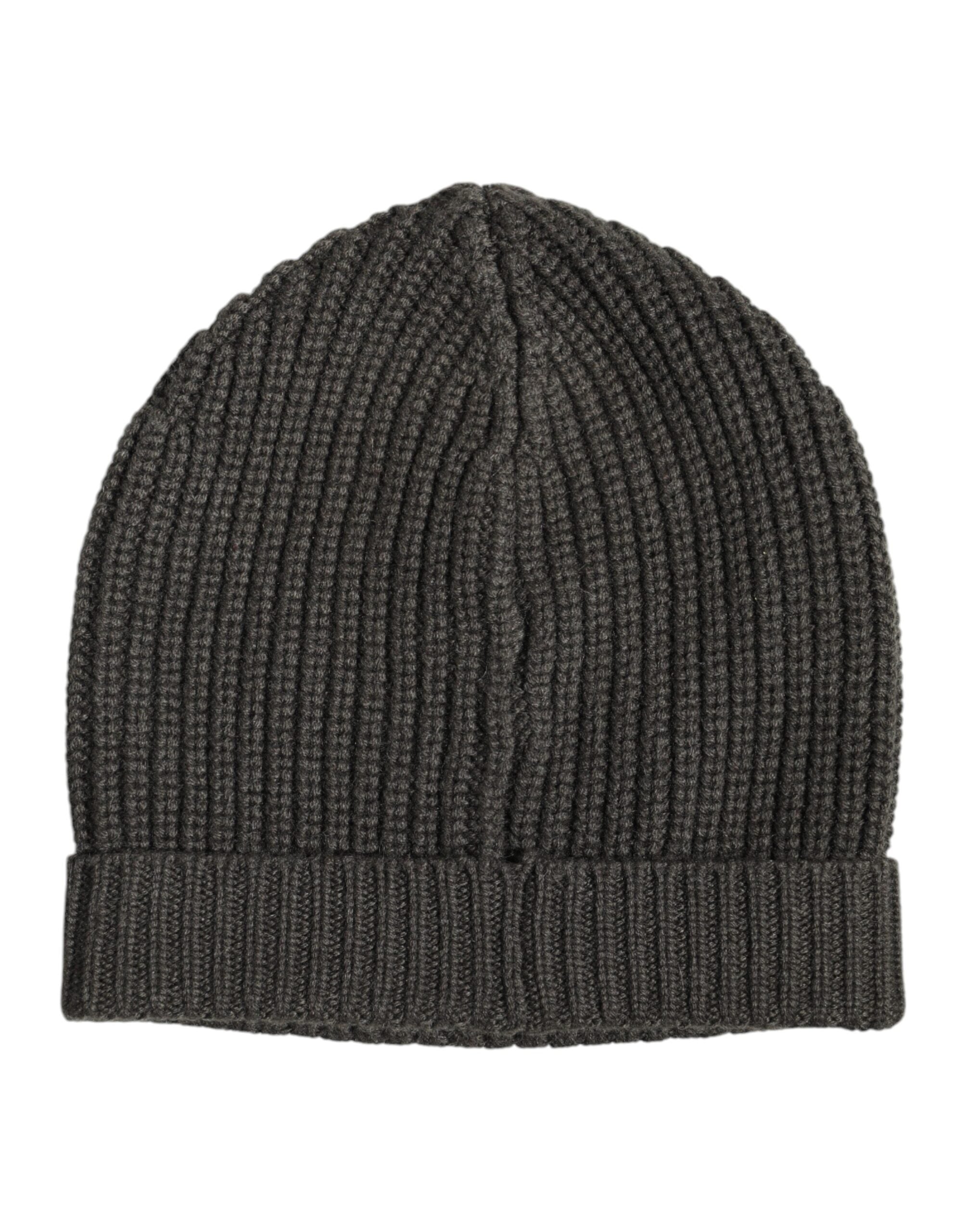 Dolce &amp; Gabbana Wintermütze aus dunkelgrauem Kaschmirstrick