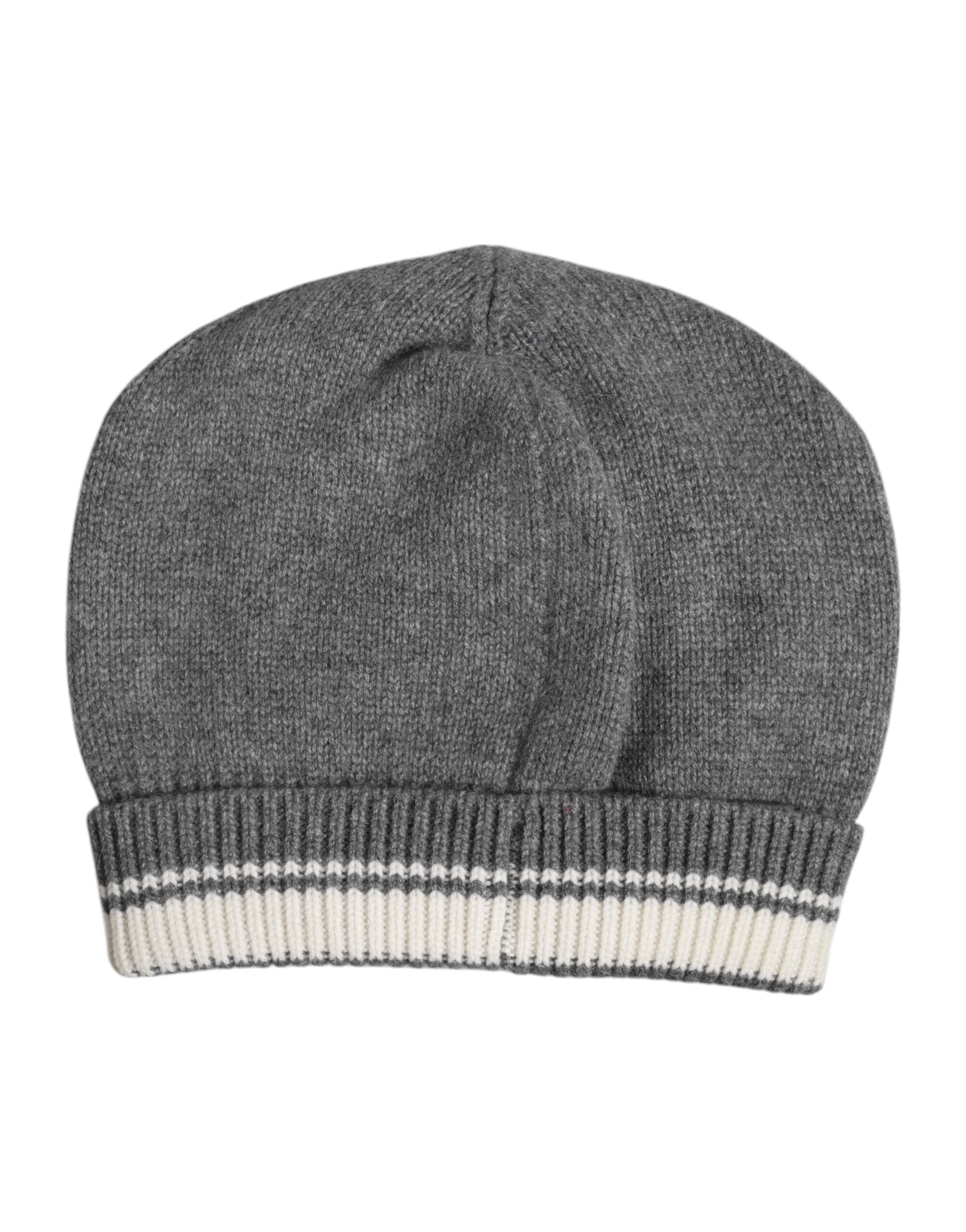 Dolce &amp; Gabbana Graue Kaschmir-Strickmütze für den Winter