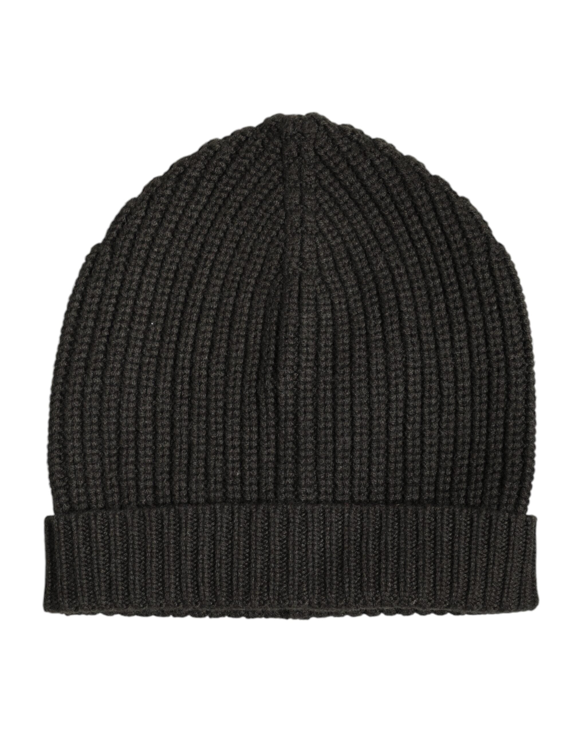 Dolce &amp; Gabbana Wintermütze aus dunkelgrauem Kaschmirstrick