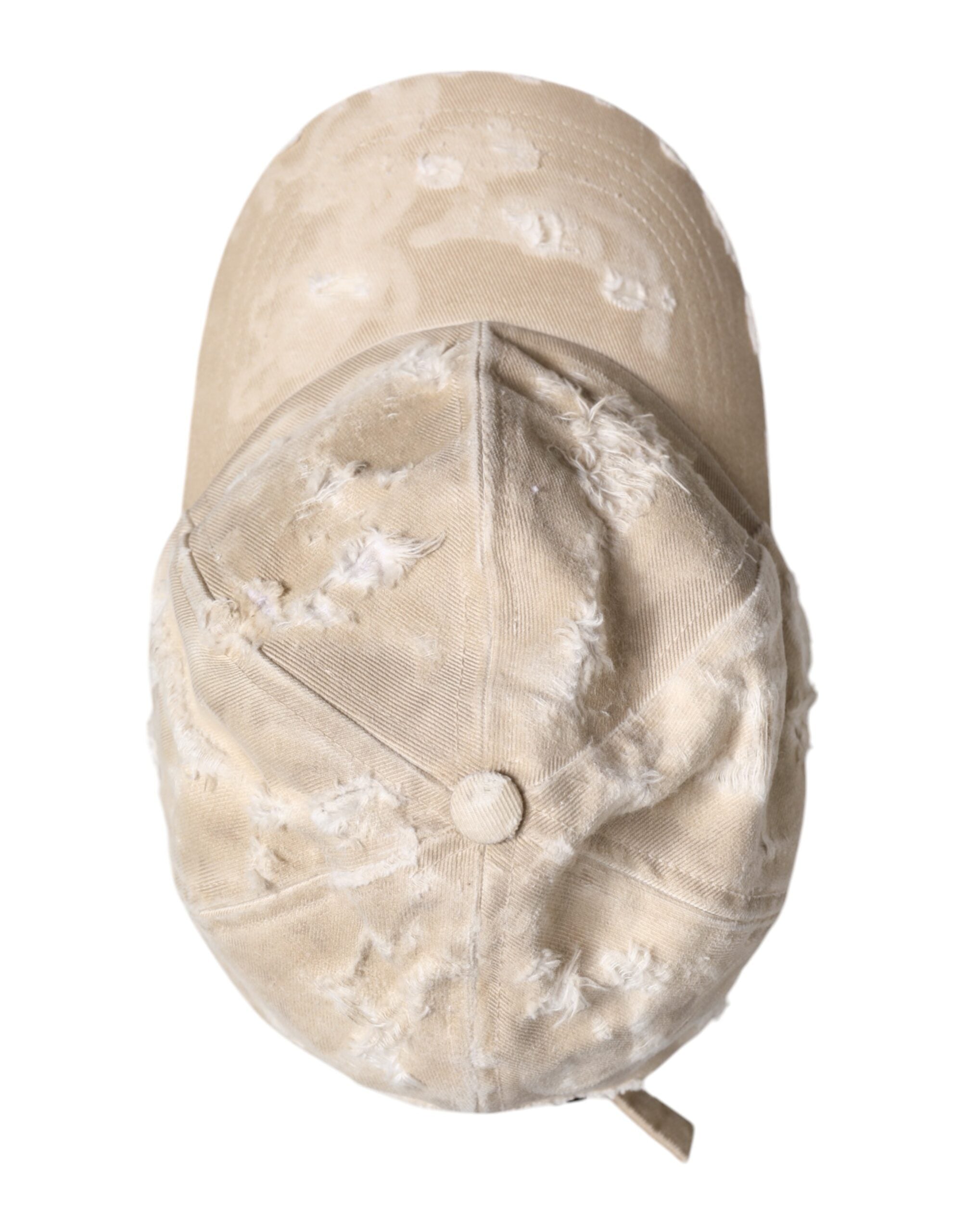 Dolce &amp; Gabbana – Baseballkappe aus zerfetzter Baumwolle mit 6 Einsätzen in Beige