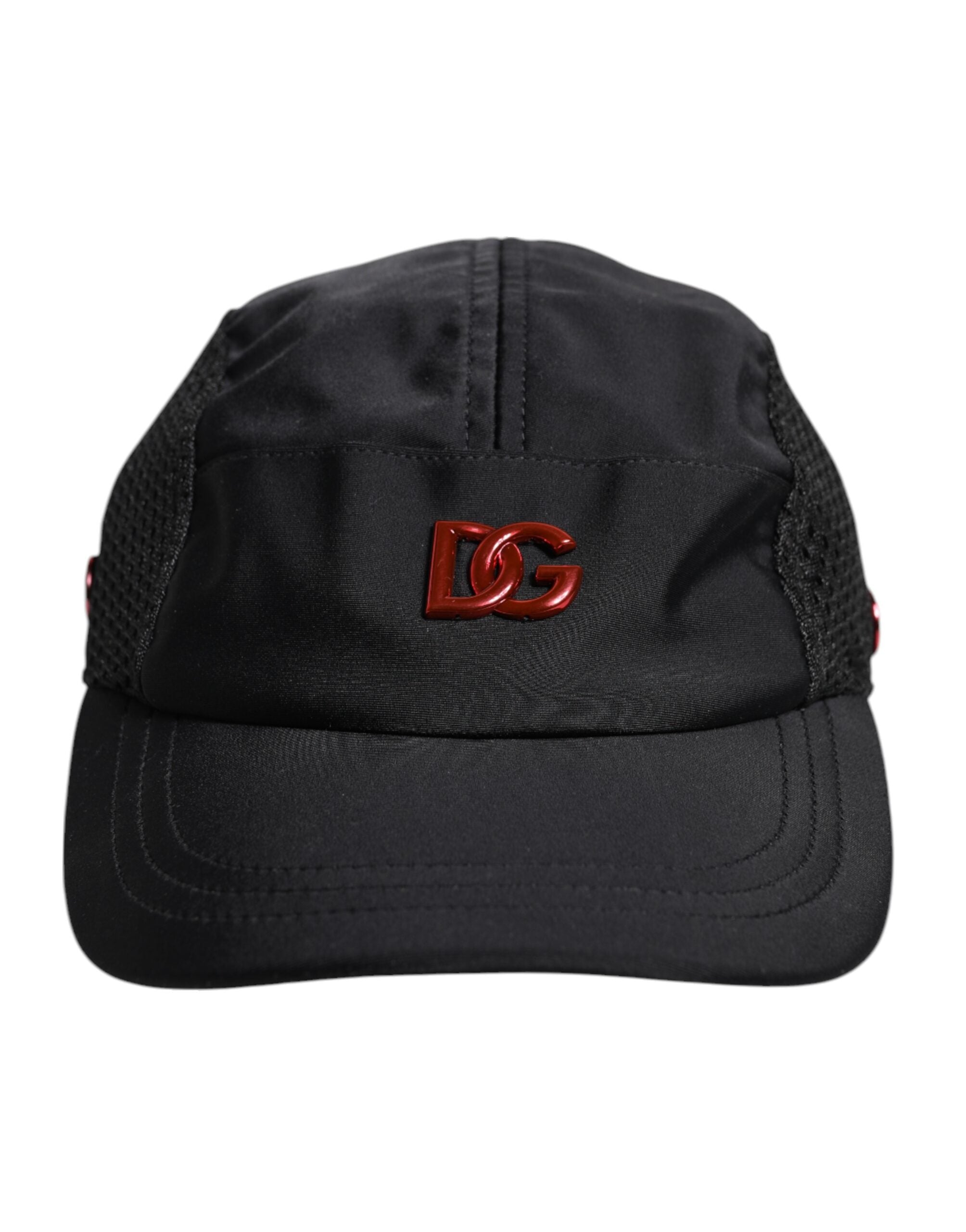 Dolce &amp; Gabbana – Schwarze Baseballkappe aus Nylon mit 6 Einsätzen und Logo