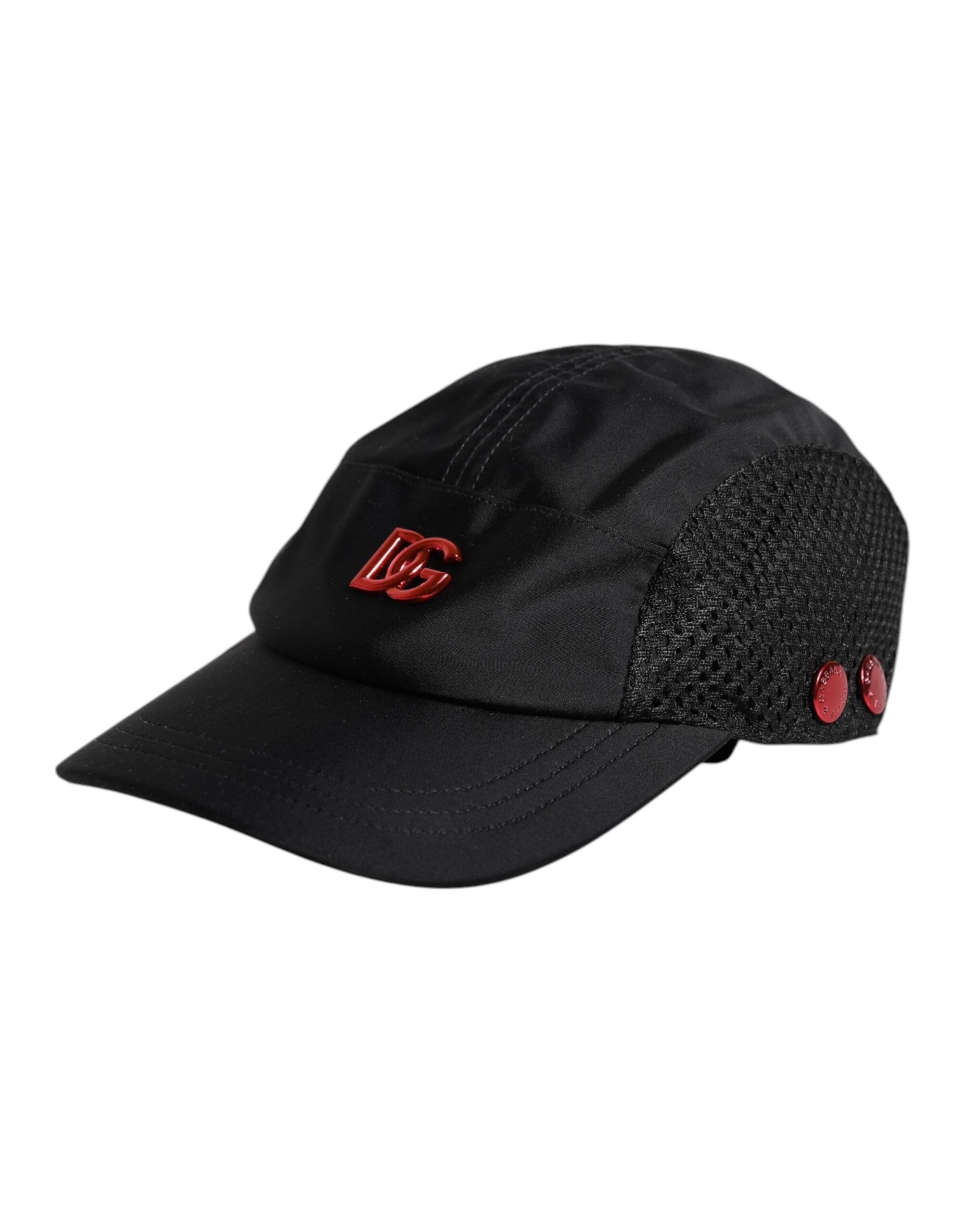 Dolce &amp; Gabbana – Schwarze Baseballkappe aus Nylon mit 6 Einsätzen und Logo
