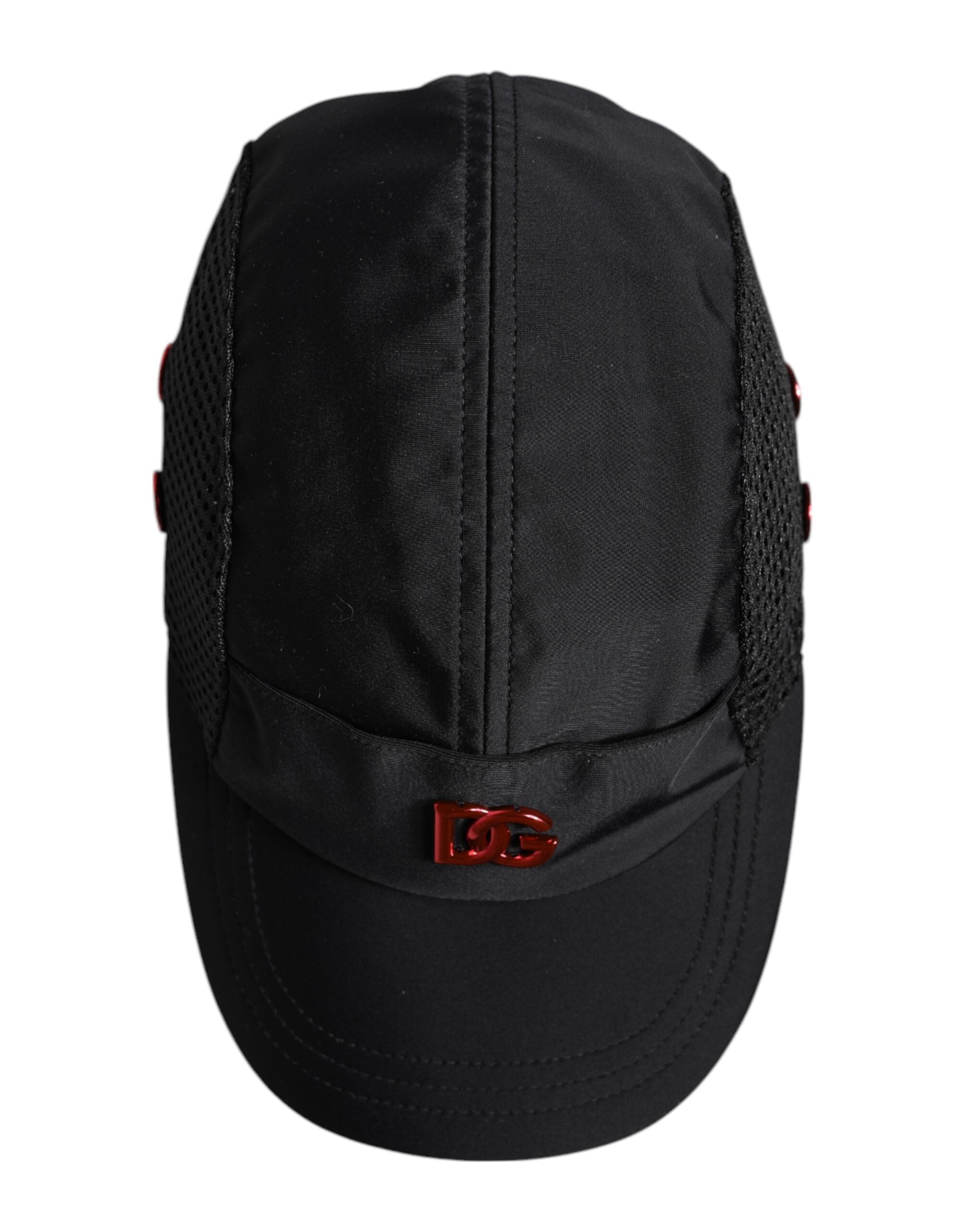 Dolce &amp; Gabbana – Schwarze Baseballkappe aus Nylon mit 6 Einsätzen und Logo