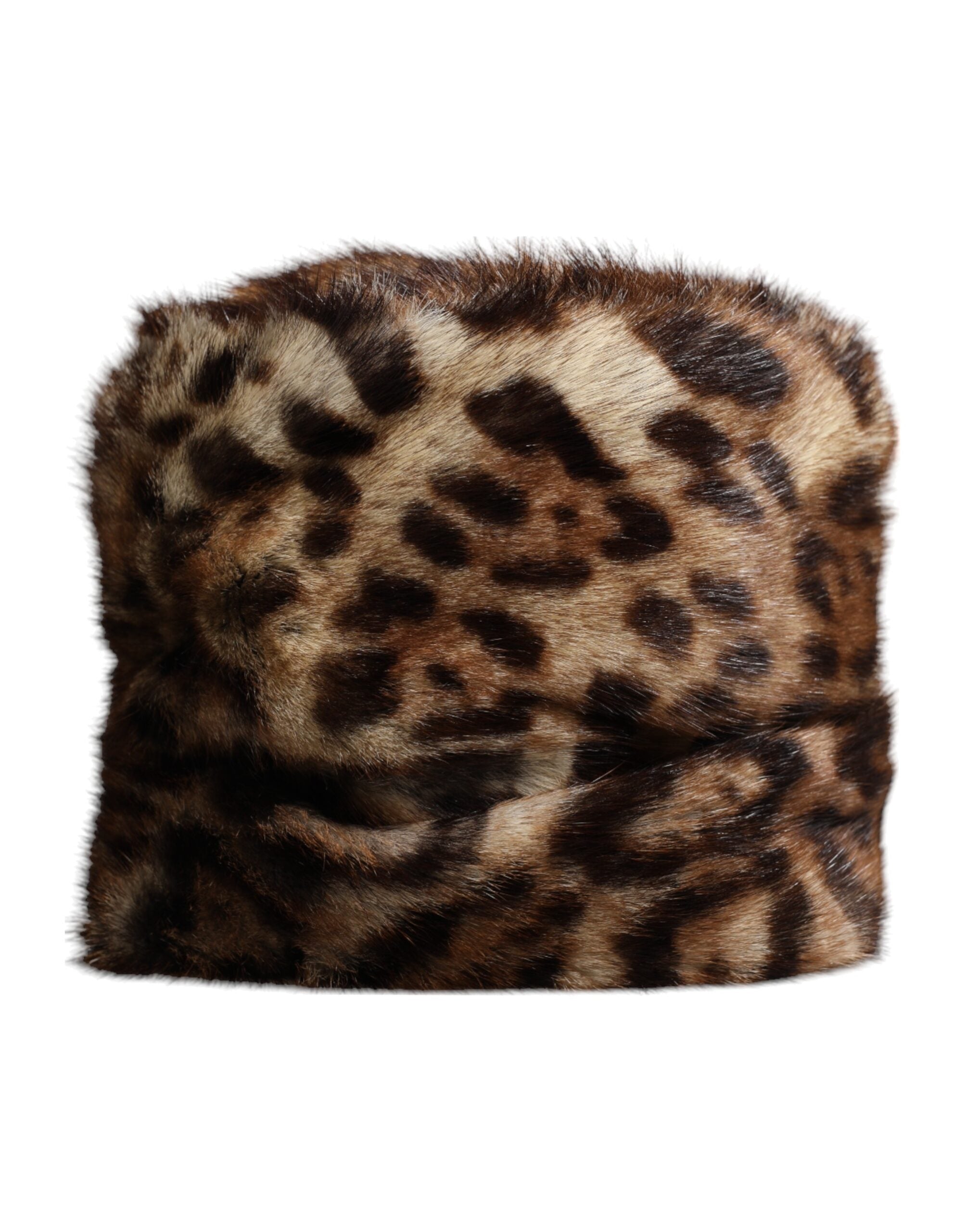 Pălărie Dolce &amp; Gabbana din blană artificială cu leopard maro pentru femei