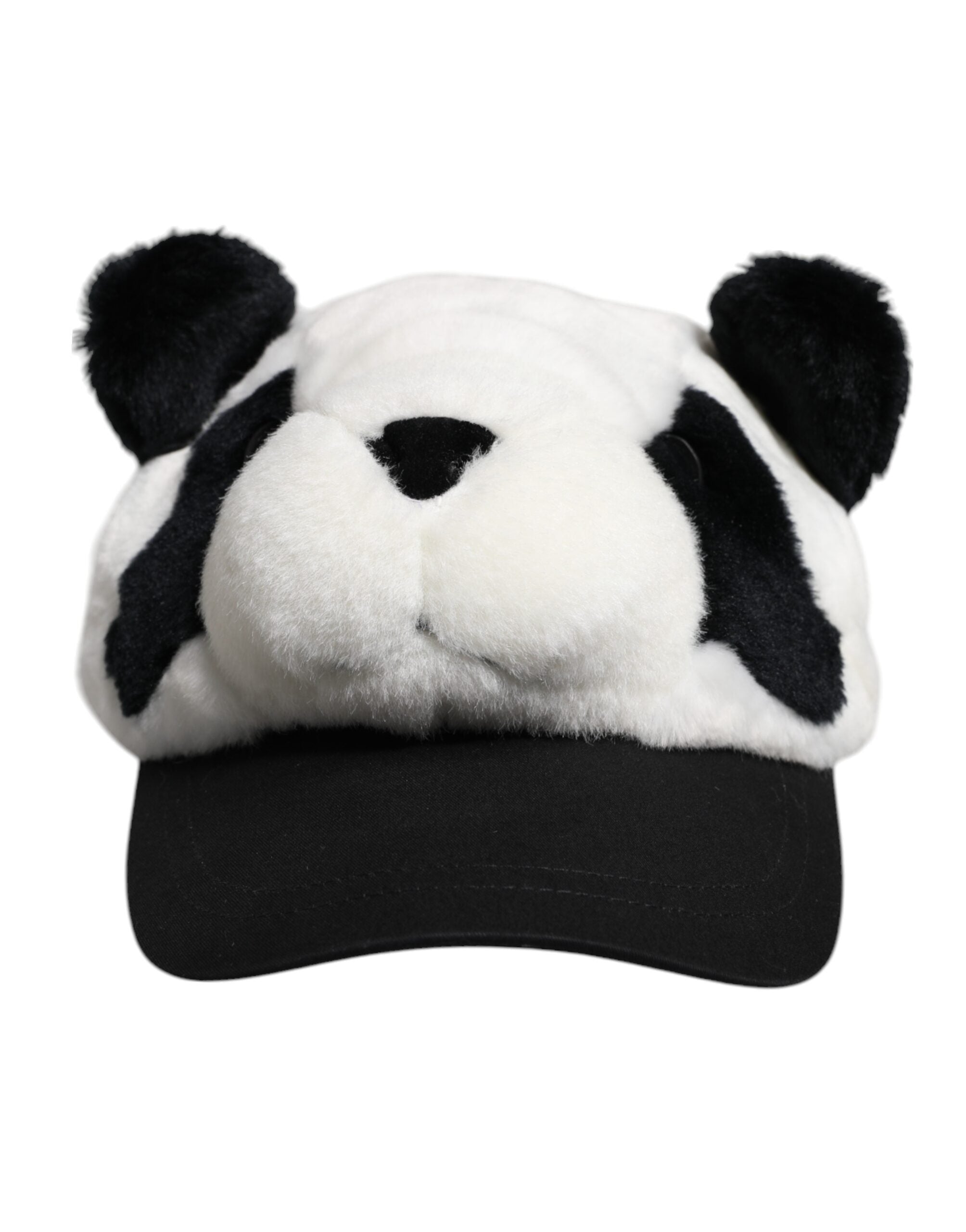 Șapcă de baseball Dolce &amp; Gabbana cu blană de panda neagră și albă pentru femei