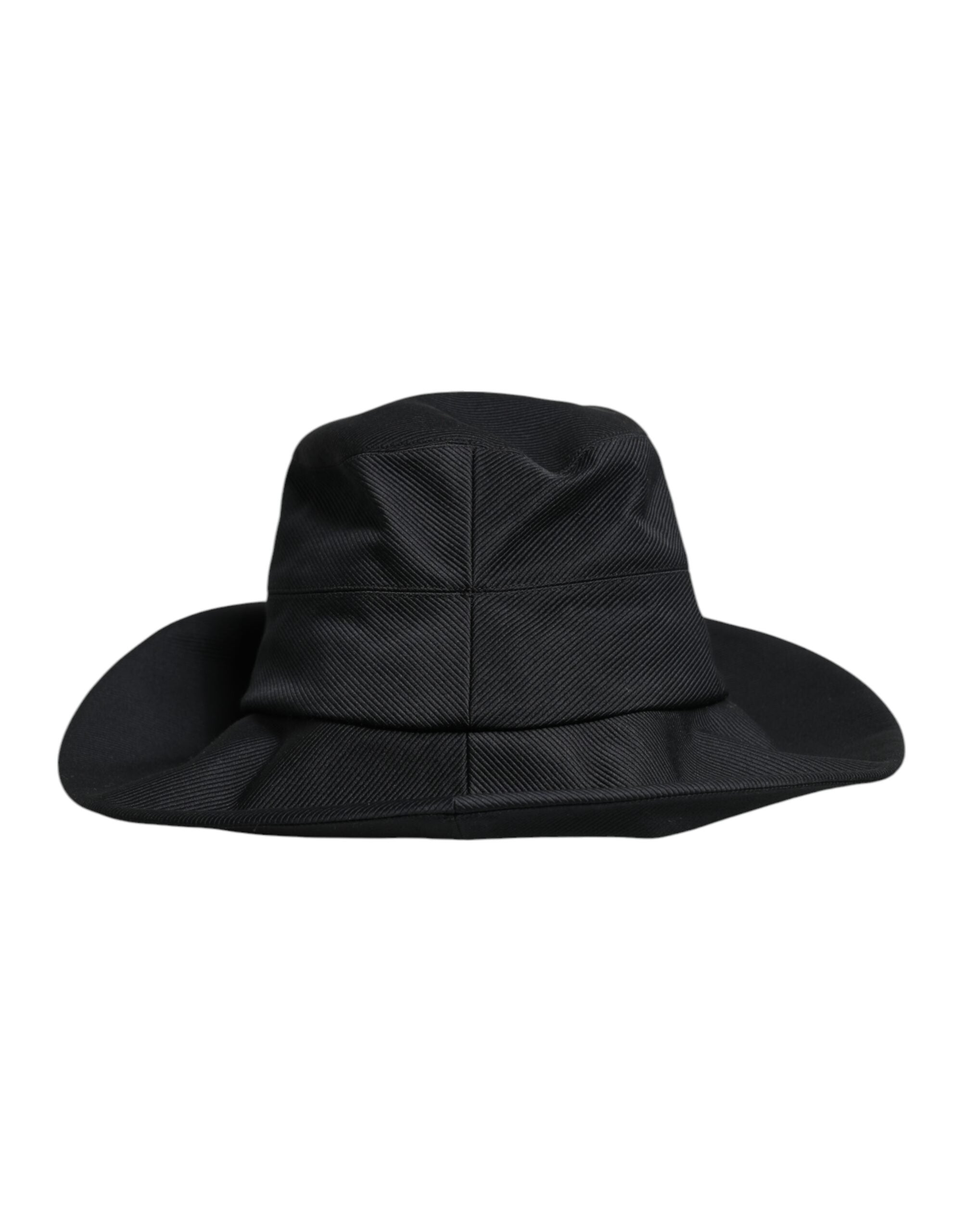 Pălărie Fedora Dolce &amp; Gabbana neagră din bumbac cu bor larg