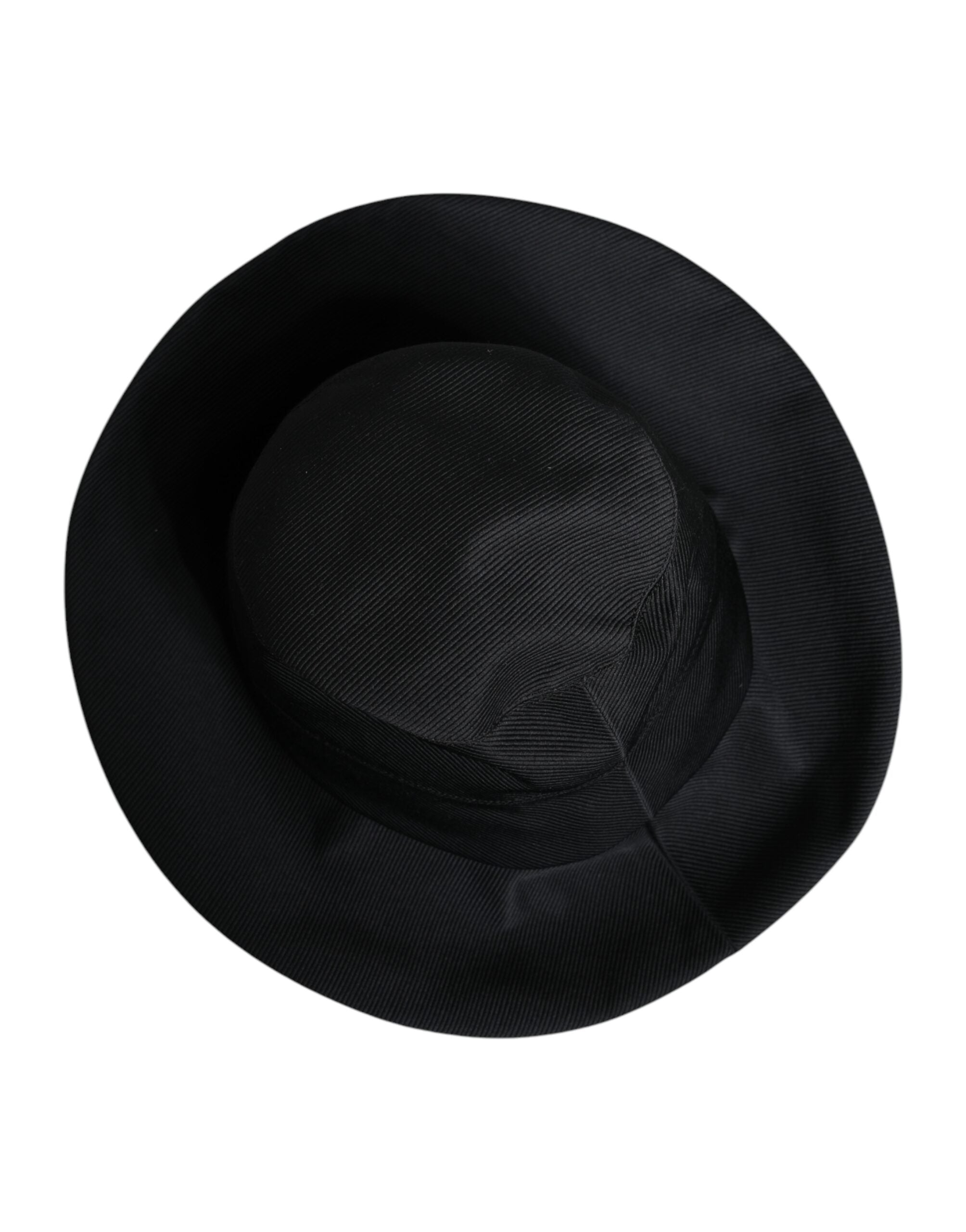 Pălărie Fedora Dolce &amp; Gabbana neagră din bumbac cu bor larg