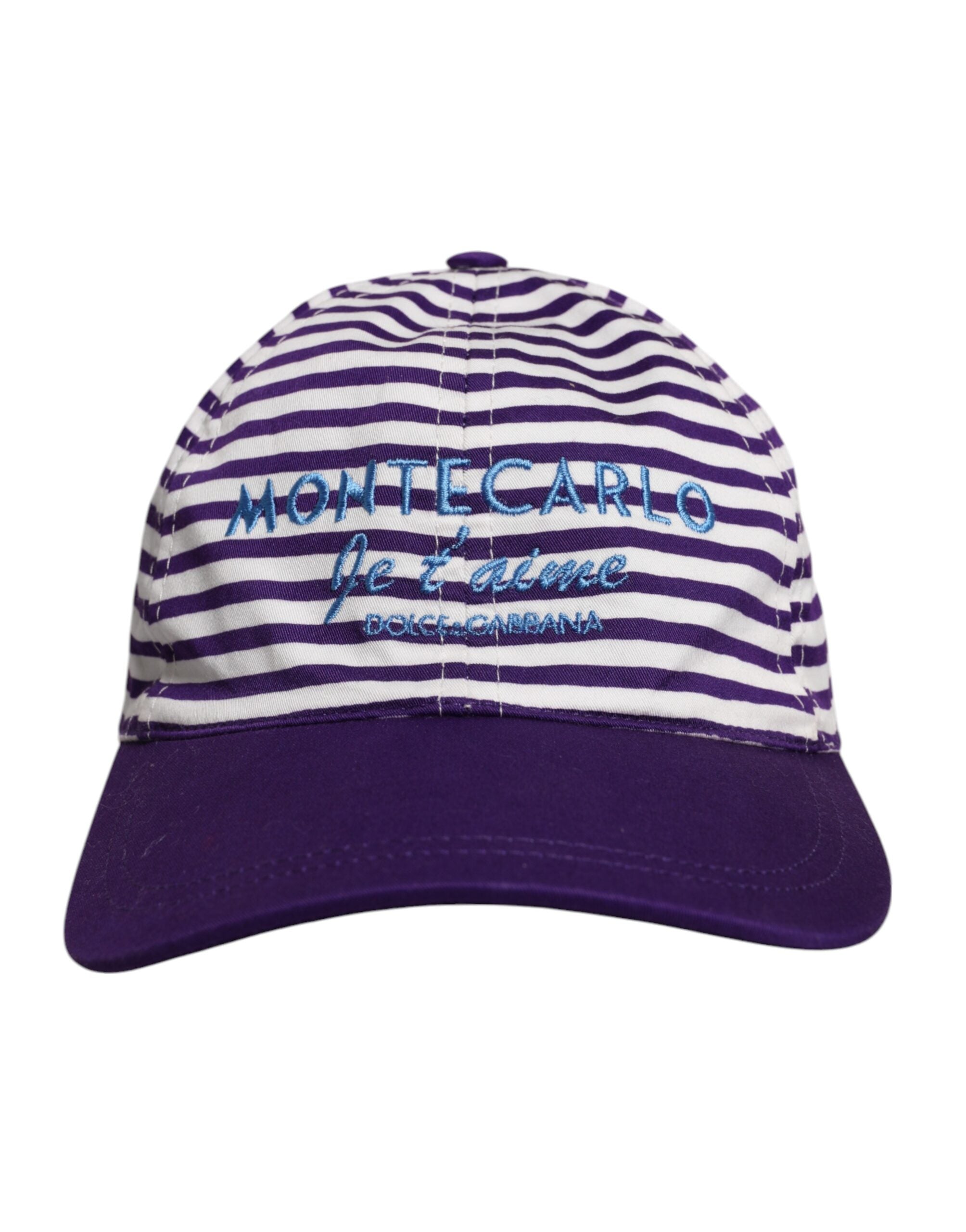 Șapcă de baseball Dolce &amp; Gabbana din bumbac cu dungi albe și violet pentru femei