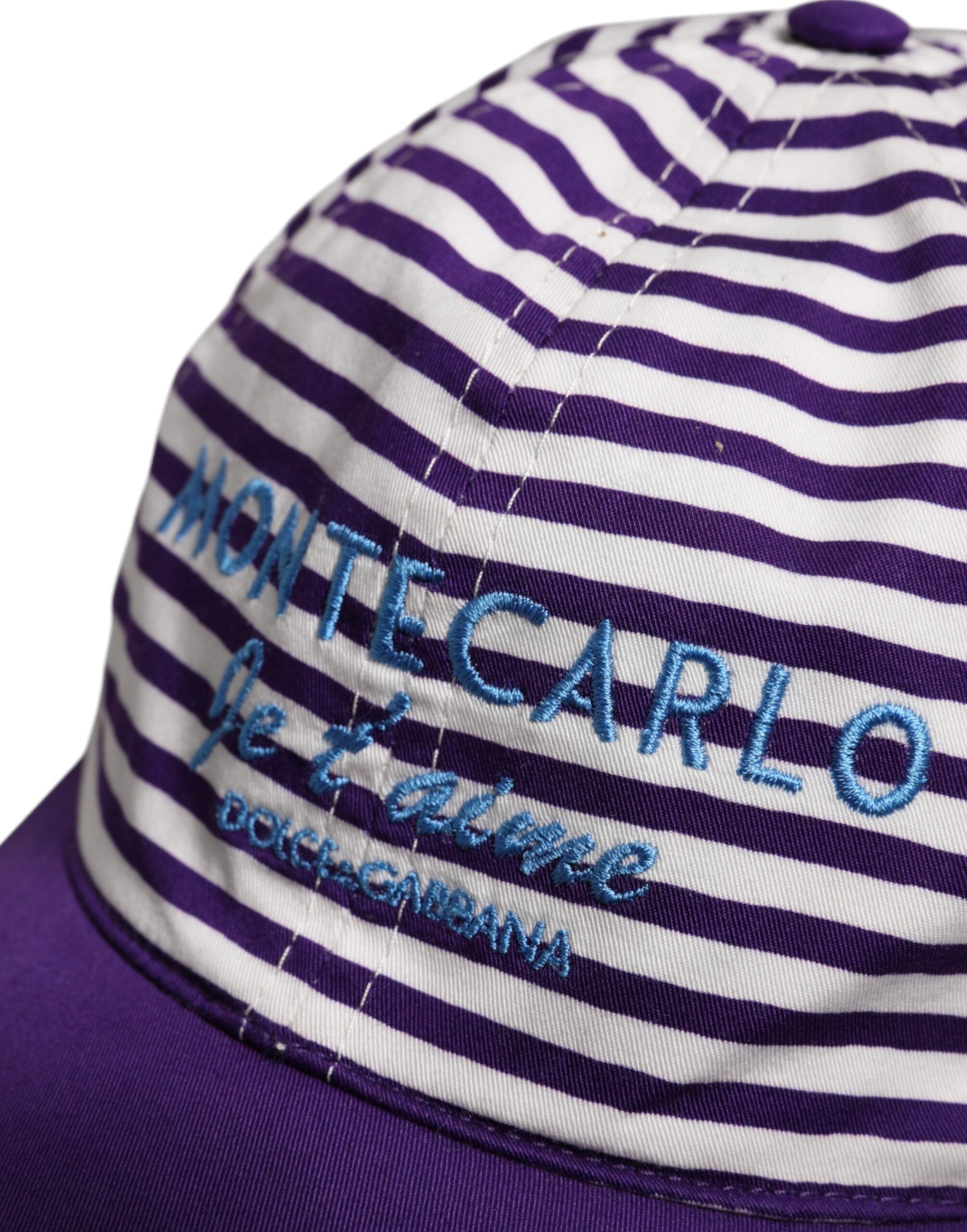 Șapcă de baseball Dolce &amp; Gabbana din bumbac cu dungi albe și violet pentru femei
