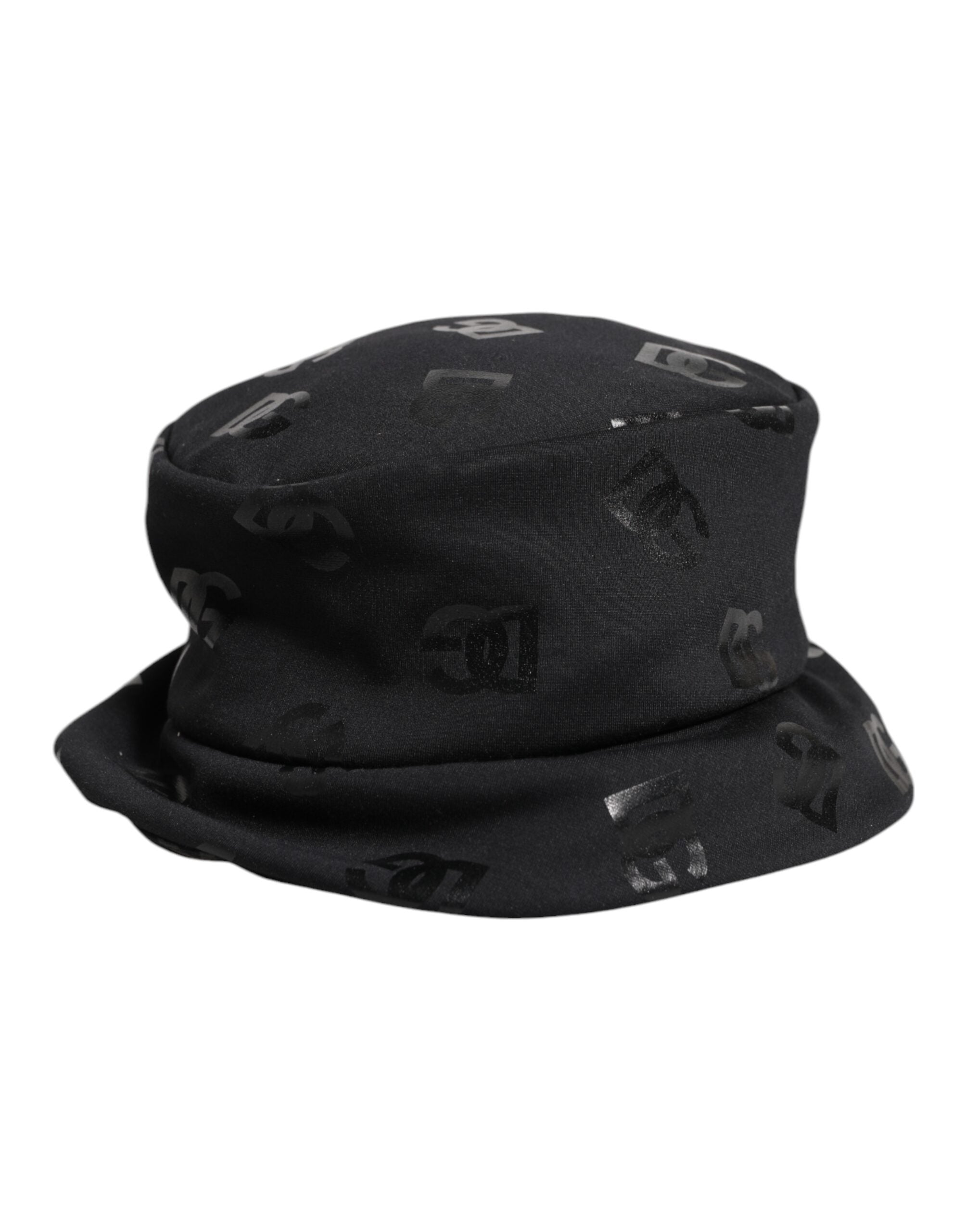 Pălărie Dolce &amp; Gabbana neagră cu monogramă DG din poliester jacquard