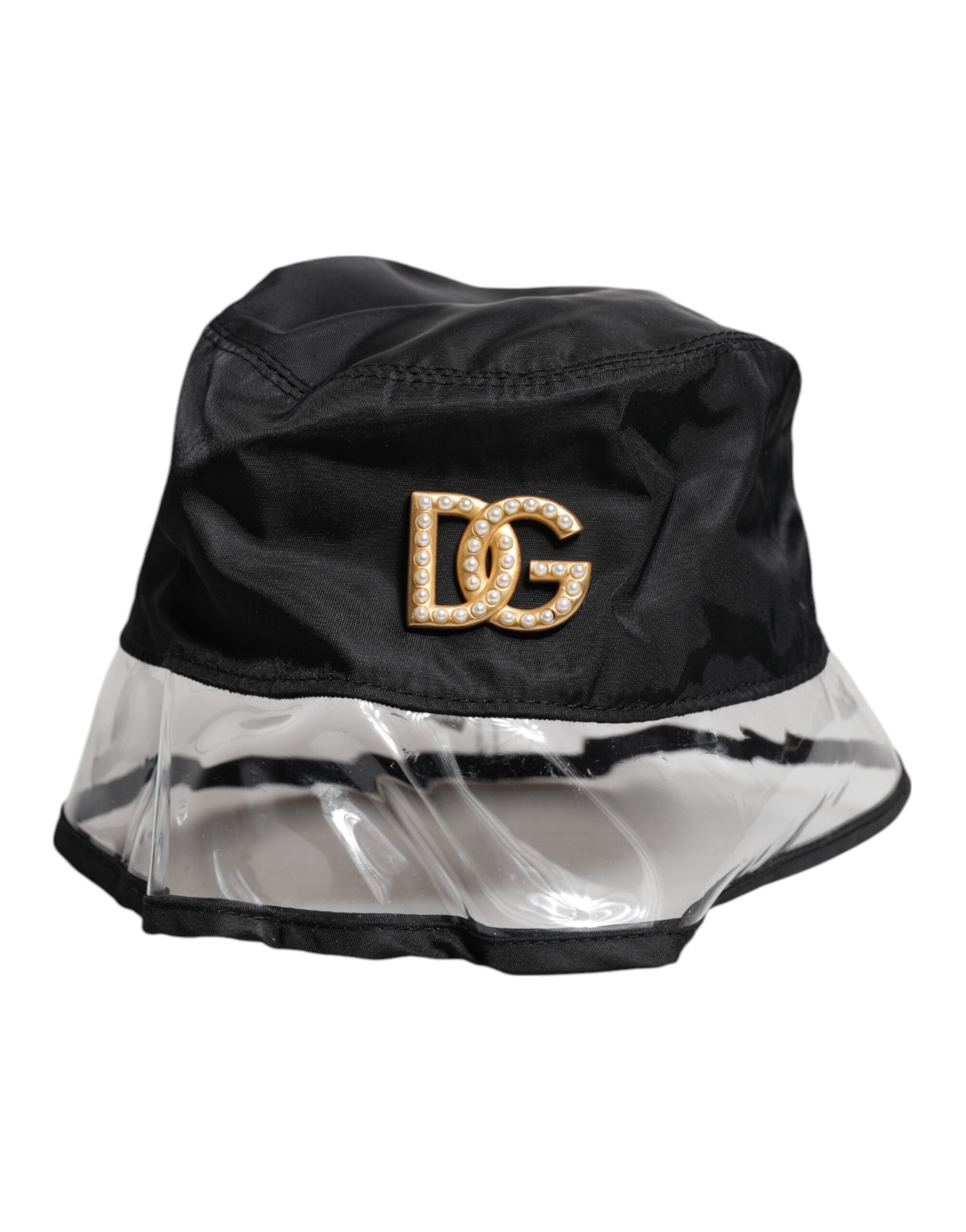 Pălărie Dolce &amp; Gabbana neagră din nailon și PVC cu logo DG