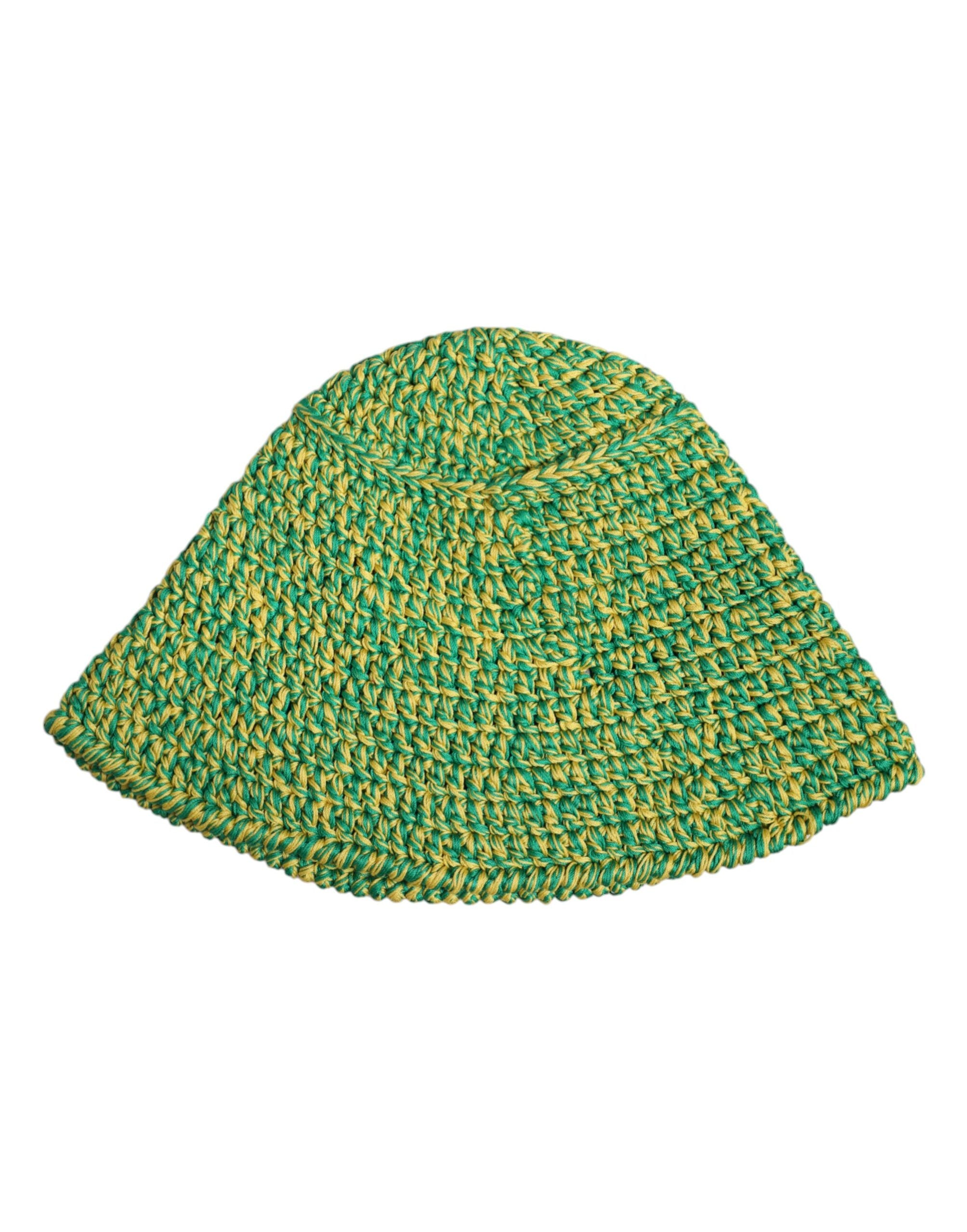 Pălărie Dolce &amp; Gabbana verde din bumbac croșetat cu logo DG