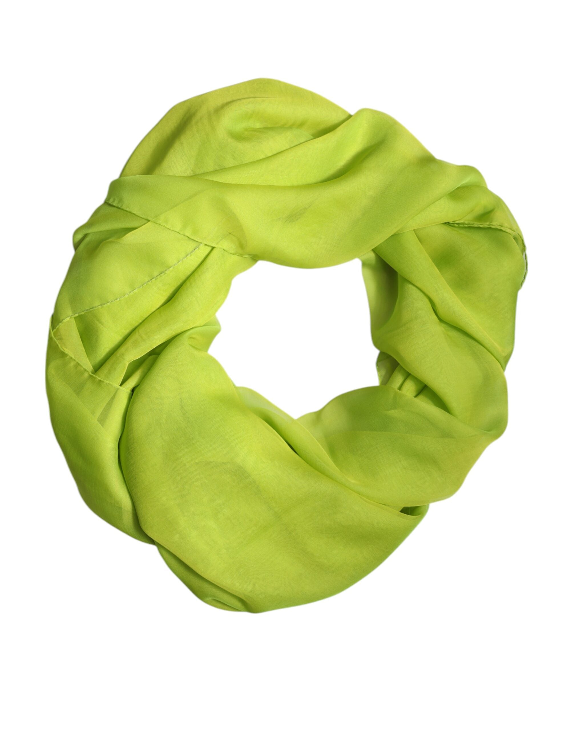 Eșarfă dreptunghiulară din mătase verde Dolce &amp; Gabbana