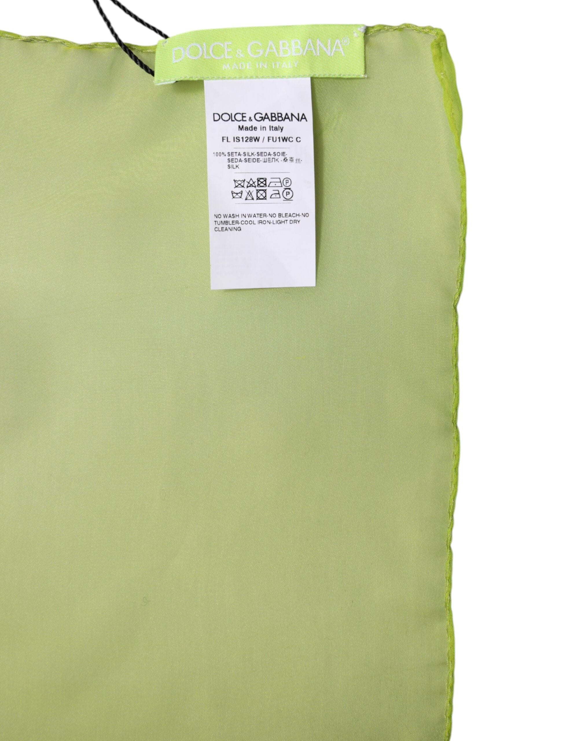 Eșarfă dreptunghiulară din mătase verde Dolce &amp; Gabbana