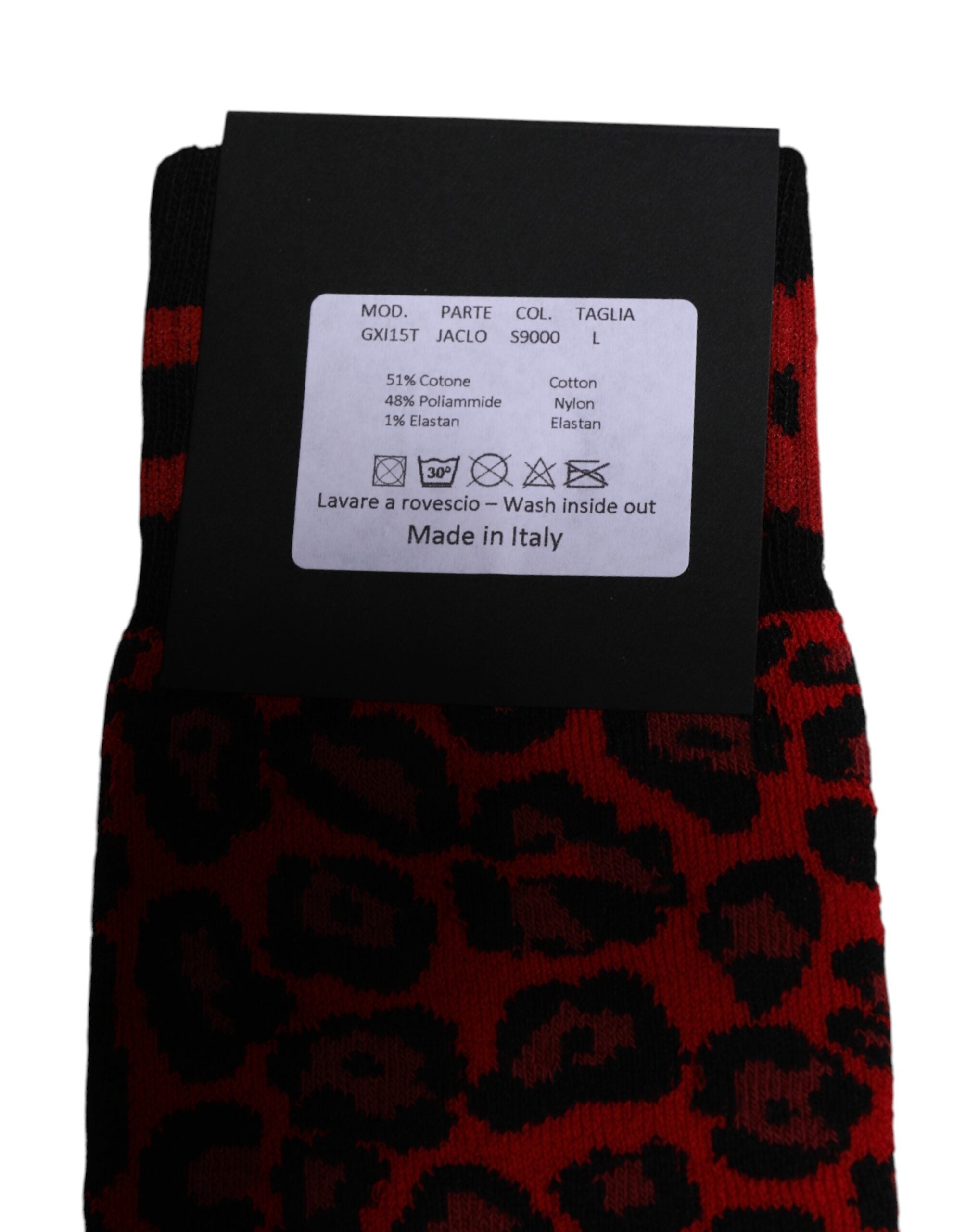 Șosete Dolce &amp; Gabbana Negre Roșii cu imprimeu leopard pentru bărbați, talie medie