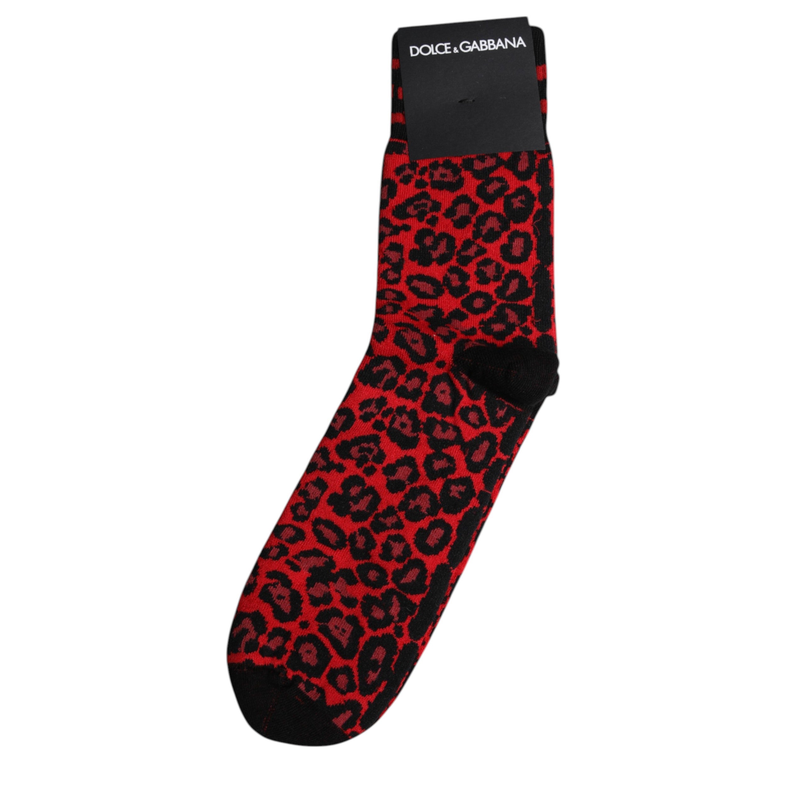 Șosete Dolce &amp; Gabbana Negre Roșii cu imprimeu leopard pentru bărbați, talie medie
