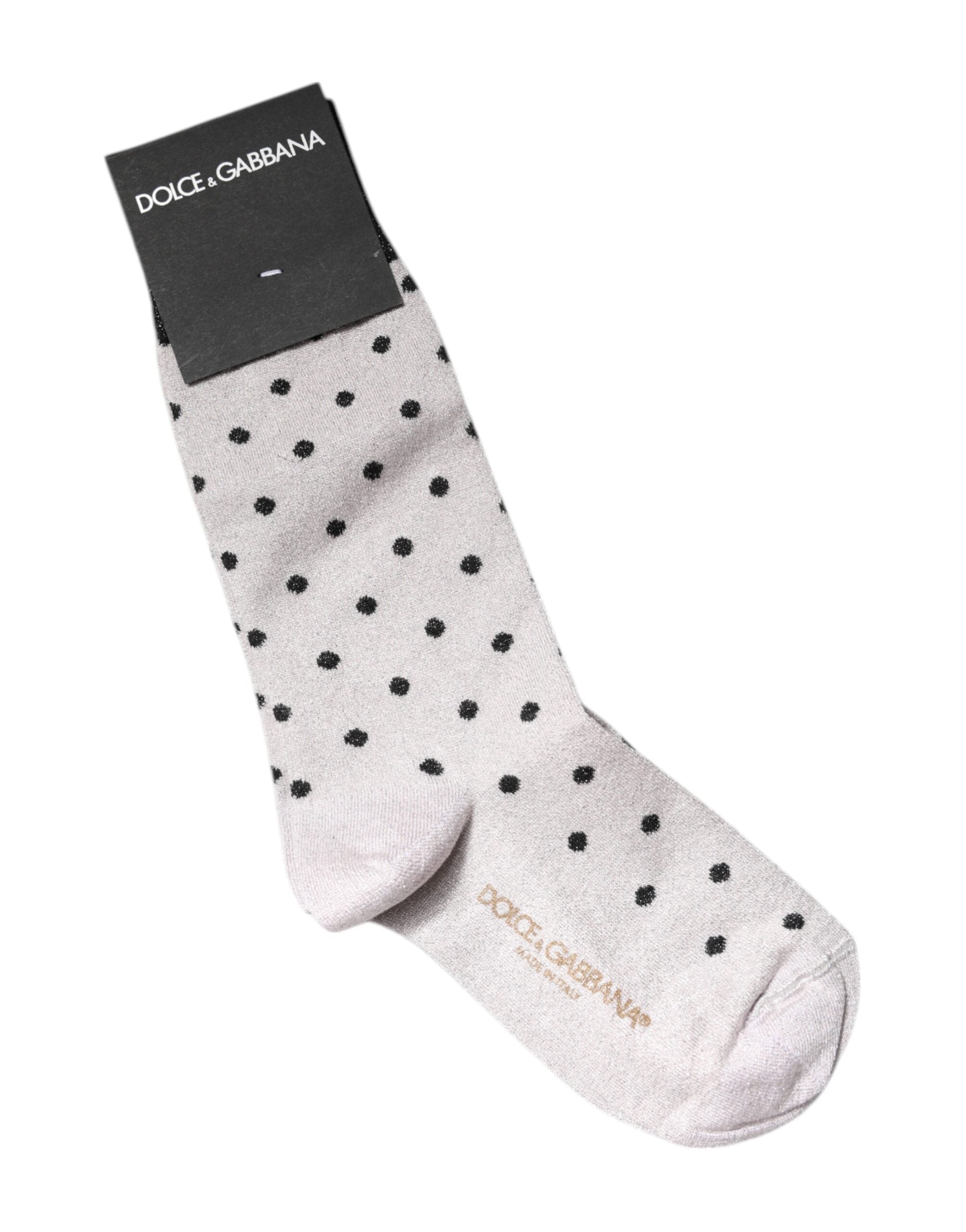 Șosete Dolce &amp; Gabbana gri cu buline din viscoză elastică