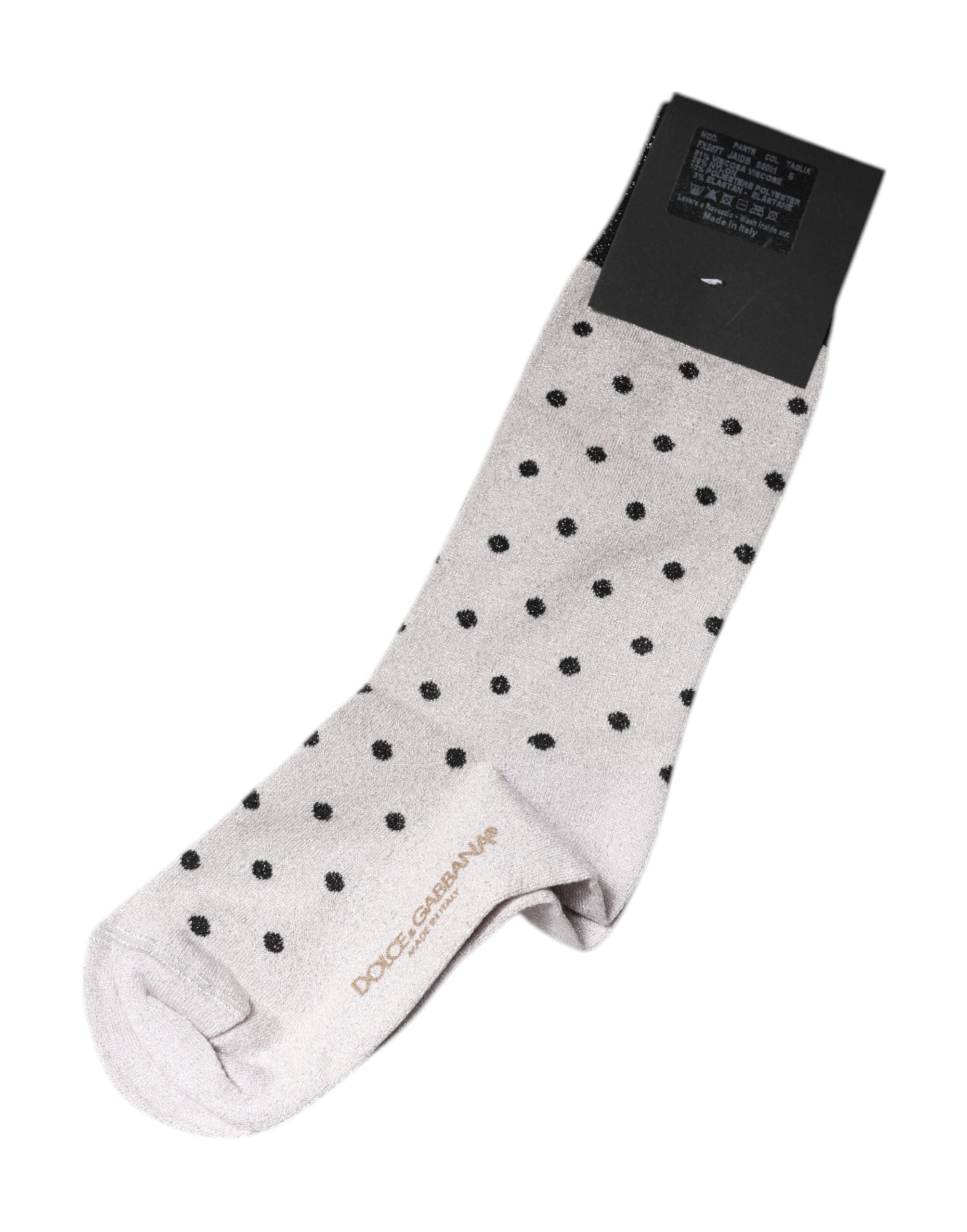Șosete Dolce &amp; Gabbana gri cu buline din viscoză elastică