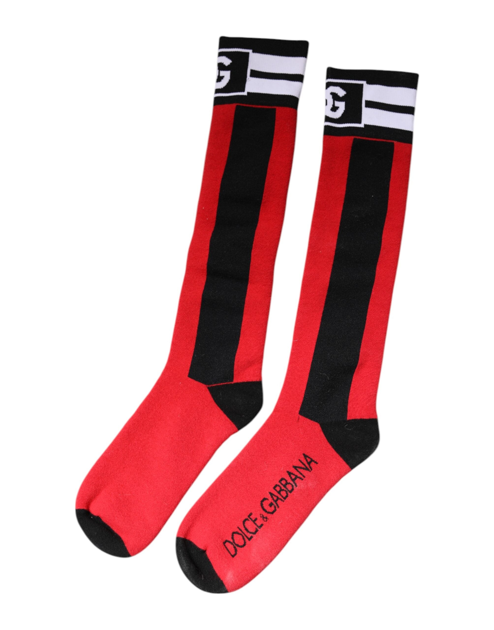 Șosete Dolce &amp; Gabbana roșii din bumbac elastic imprimate
