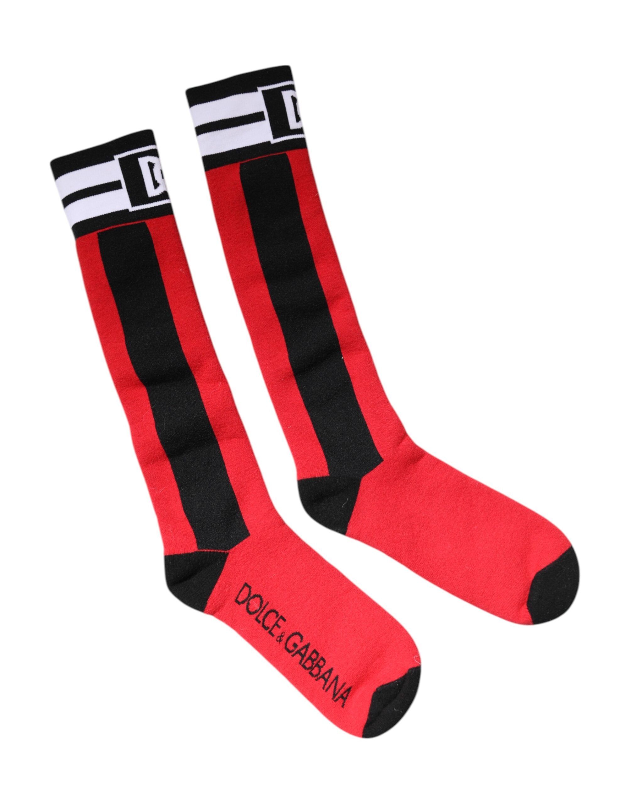 Șosete Dolce &amp; Gabbana roșii din bumbac elastic imprimate