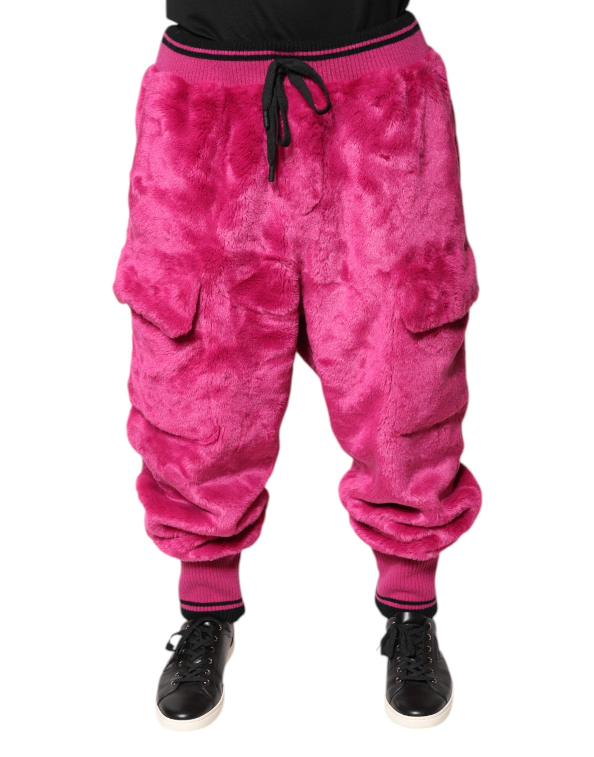 Pantaloni de trening cargo roz din acrilic Dolce &amp; Gabbana