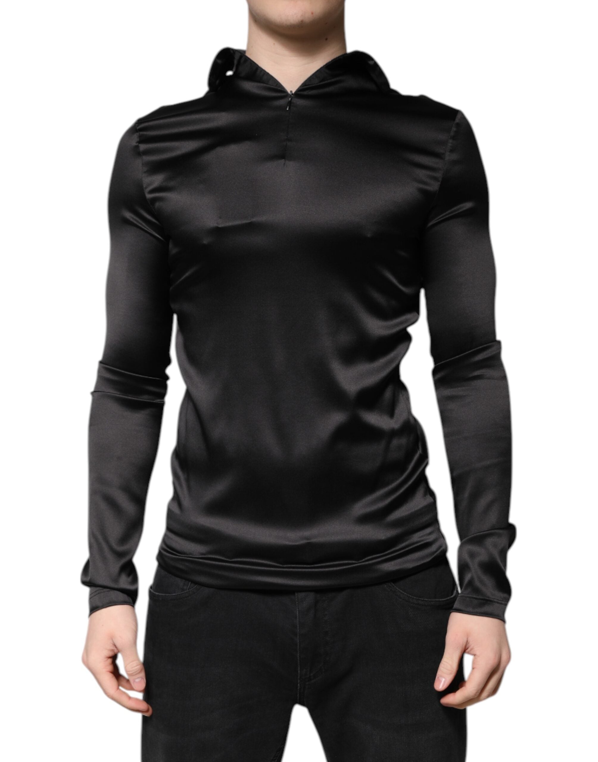 Dolce &amp; Gabbana Schwarzer Rollkragenpullover aus Seide für Herren