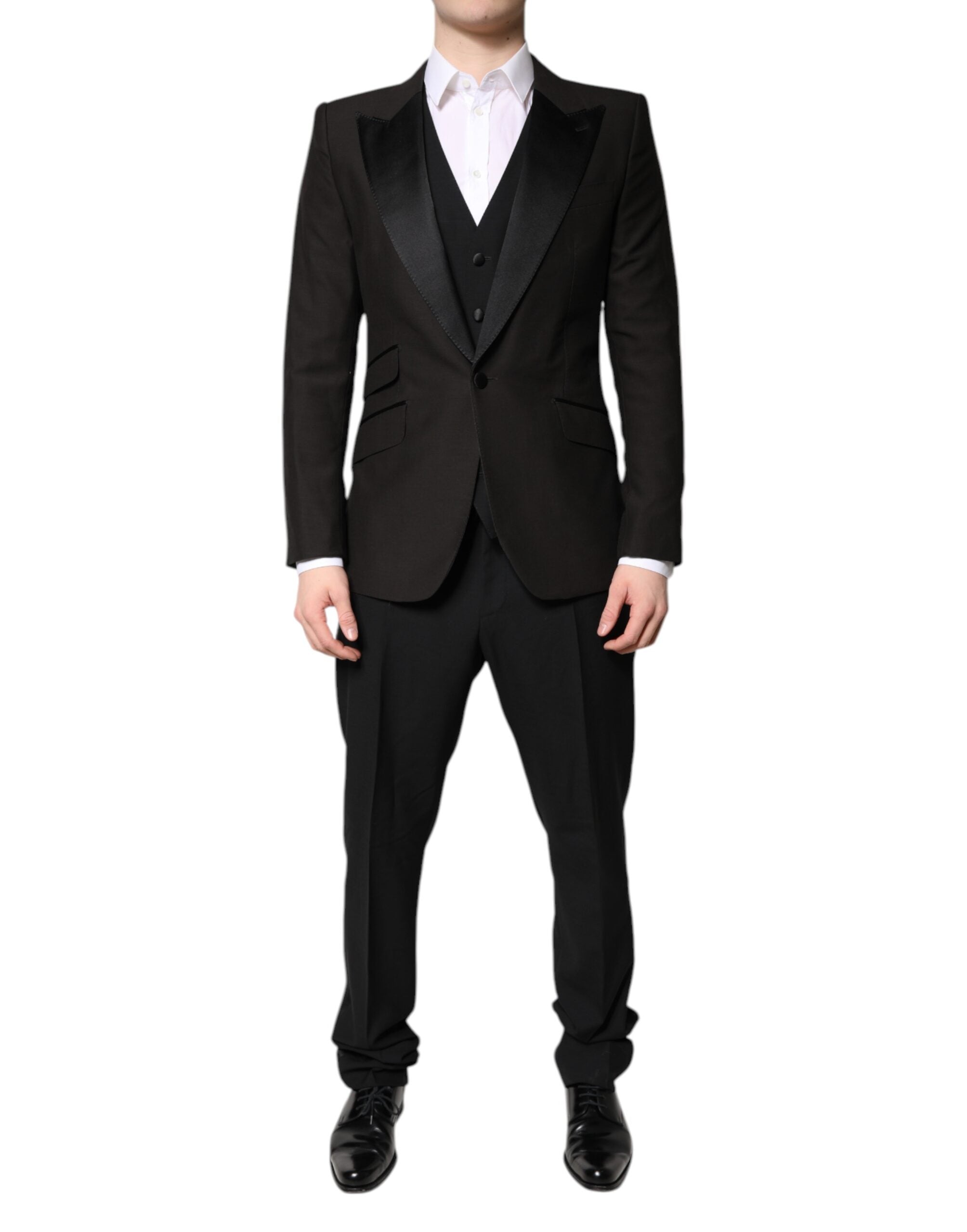 Dolce &amp; Gabbana – Schwarzer, einreihiger, formeller 3-teiliger Anzug