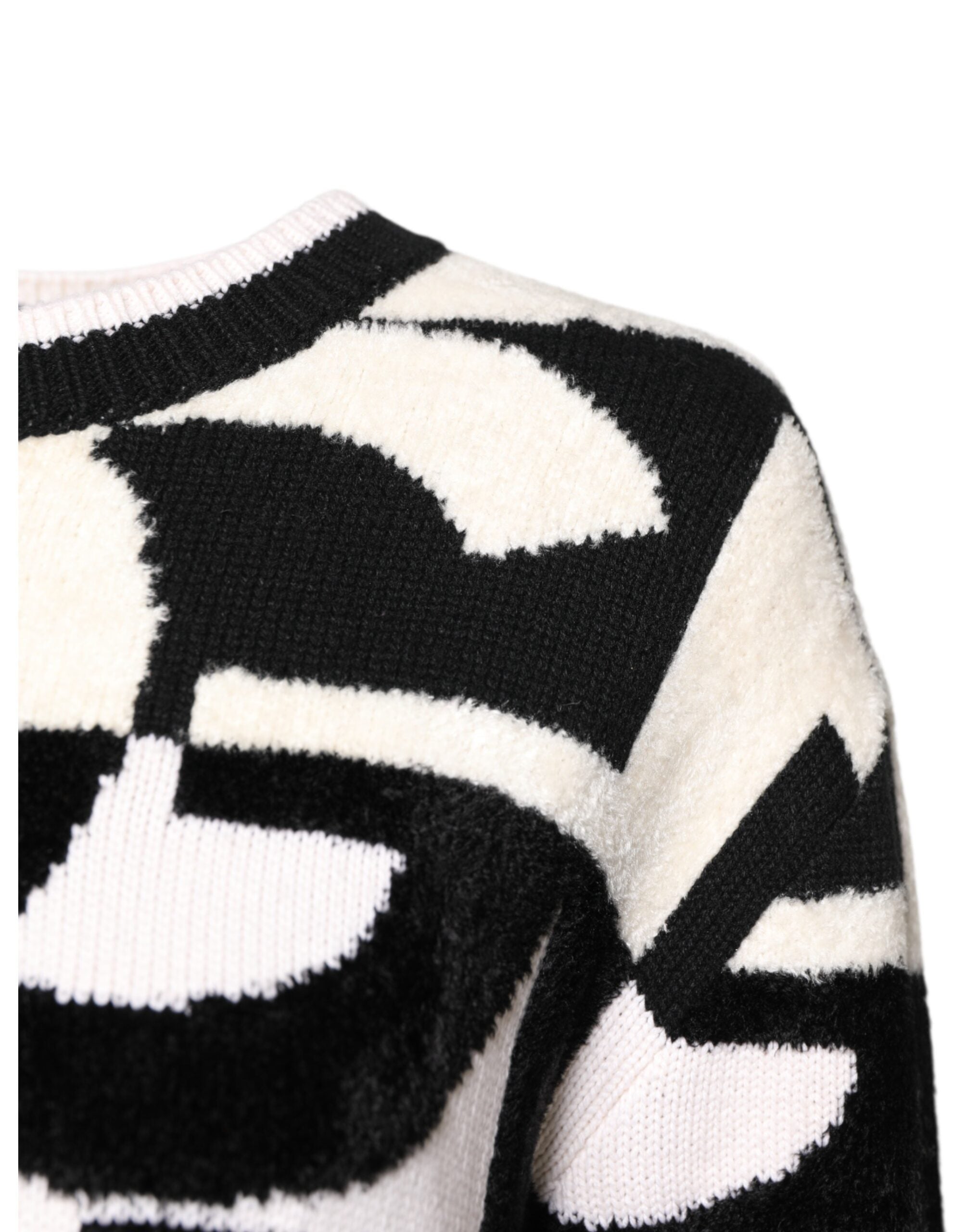 Dolce &amp; Gabbana Weiß Schwarz Logo Print Damen Pullover