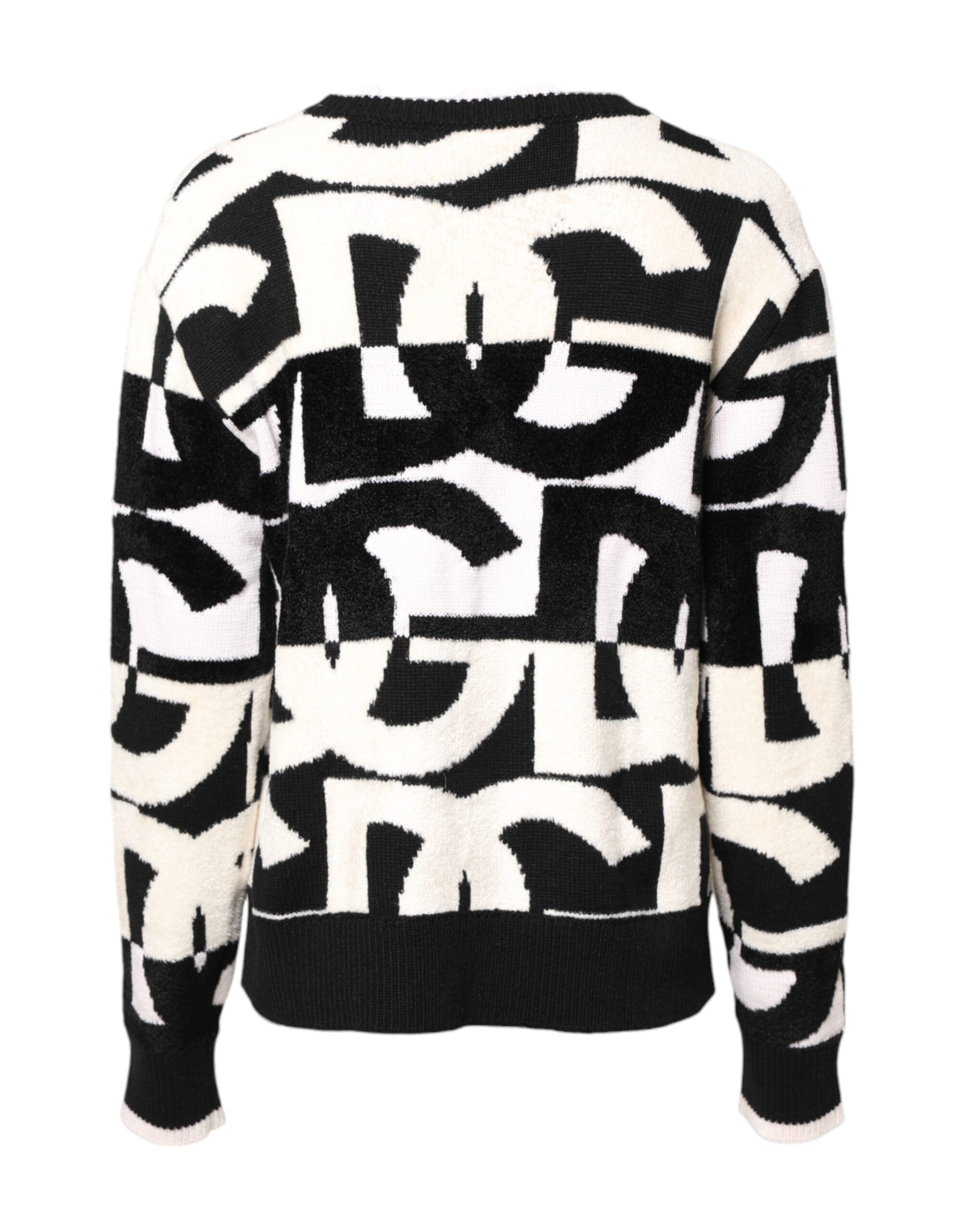 Dolce &amp; Gabbana Weiß Schwarz Logo Print Damen Pullover
