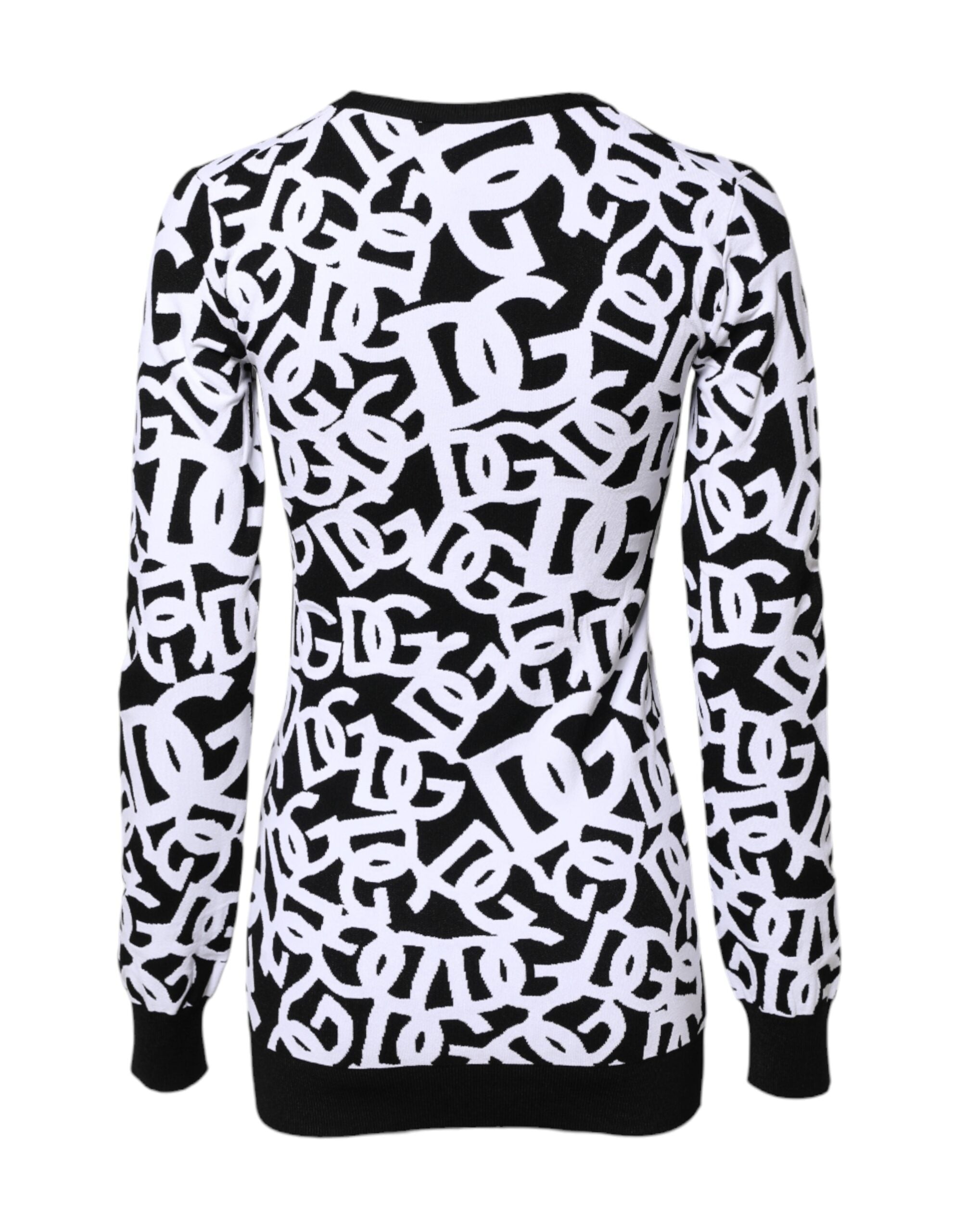 Dolce &amp; Gabbana Schwarz-Weiß-Logo-Print Damen Pullover