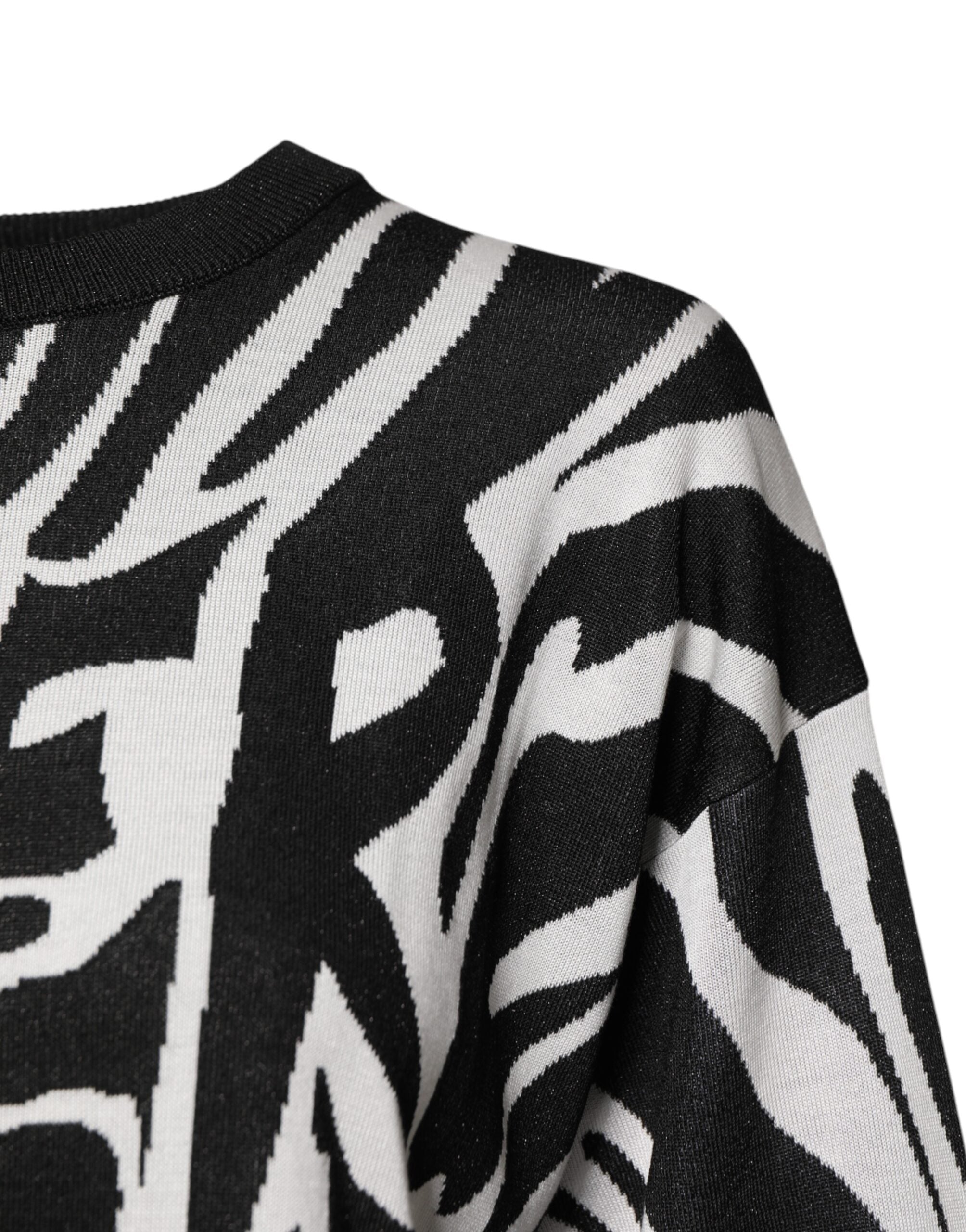 Dolce &amp; Gabbana Schwarz-Weiß-Print Damen Pullover