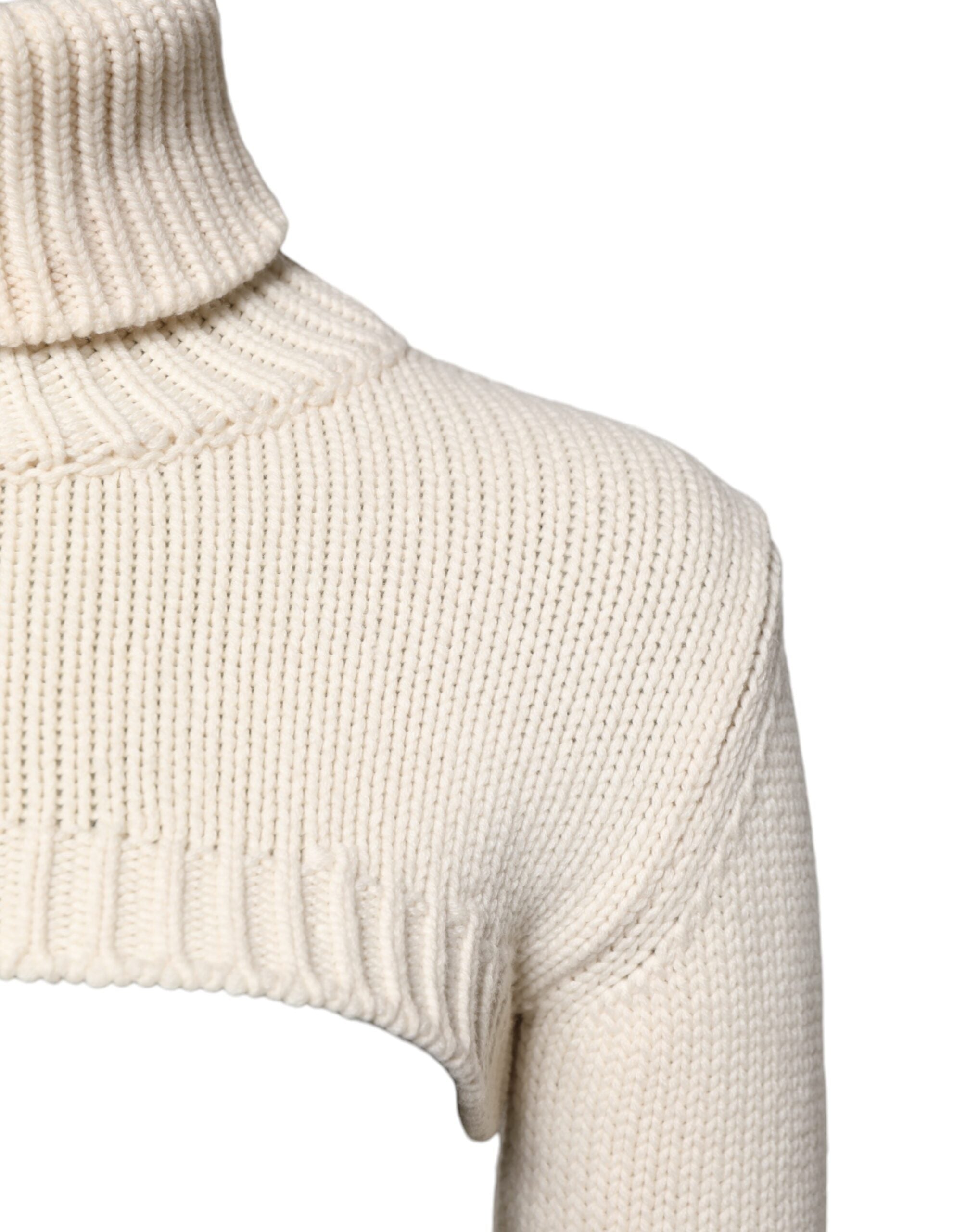 Dolce &amp; Gabbana – Kurzer Rollkragenpullover aus Kaschmir in Elfenbein