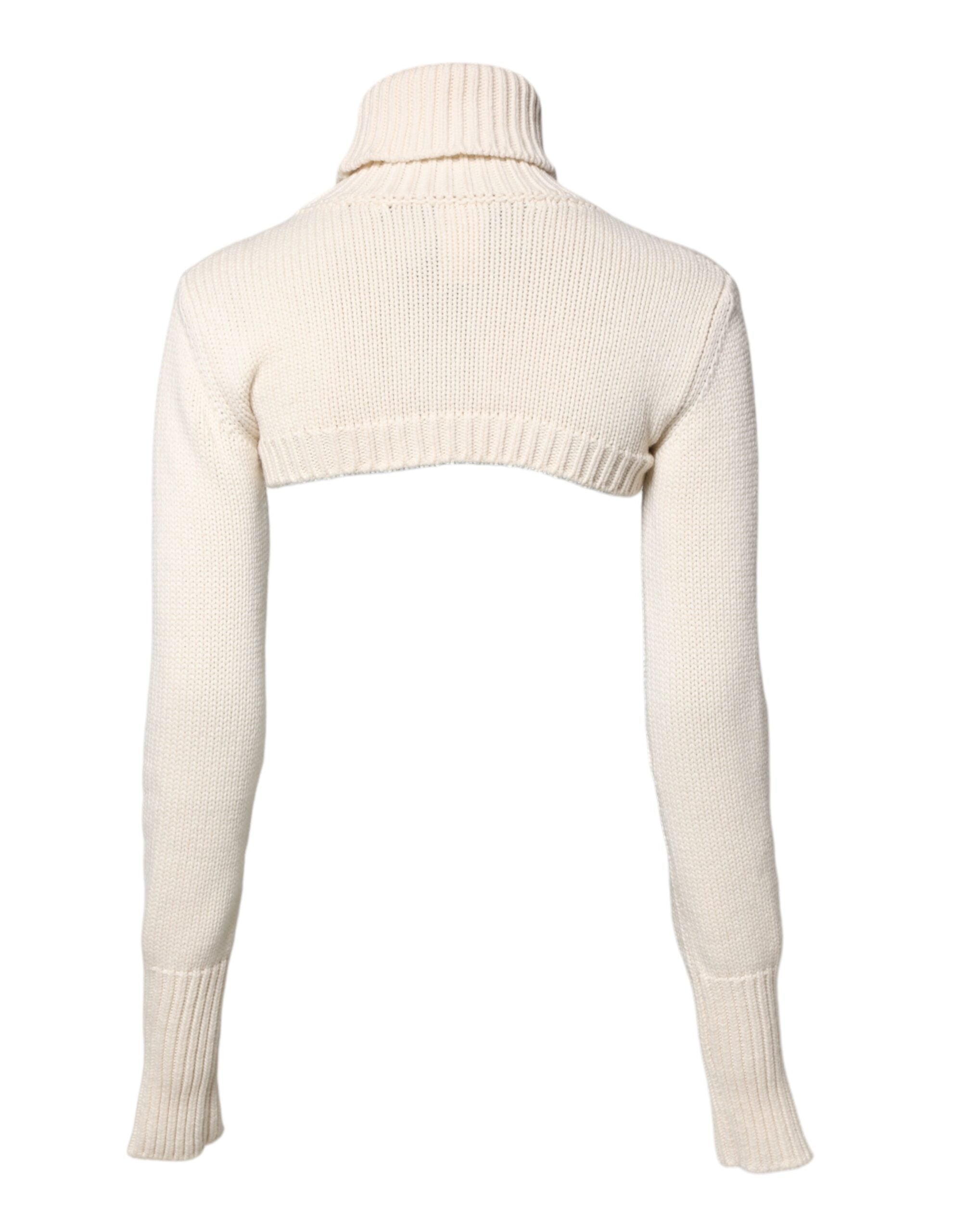 Dolce &amp; Gabbana – Kurzer Rollkragenpullover aus Kaschmir in Elfenbein
