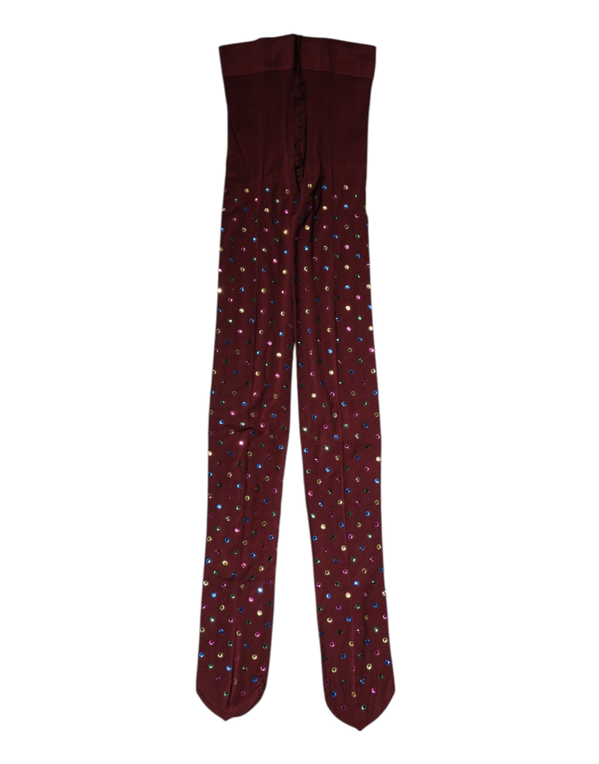 Dolce &amp; Gabbana – Kastanienbraune Nylon-Strumpfhose mit Kristallverzierung