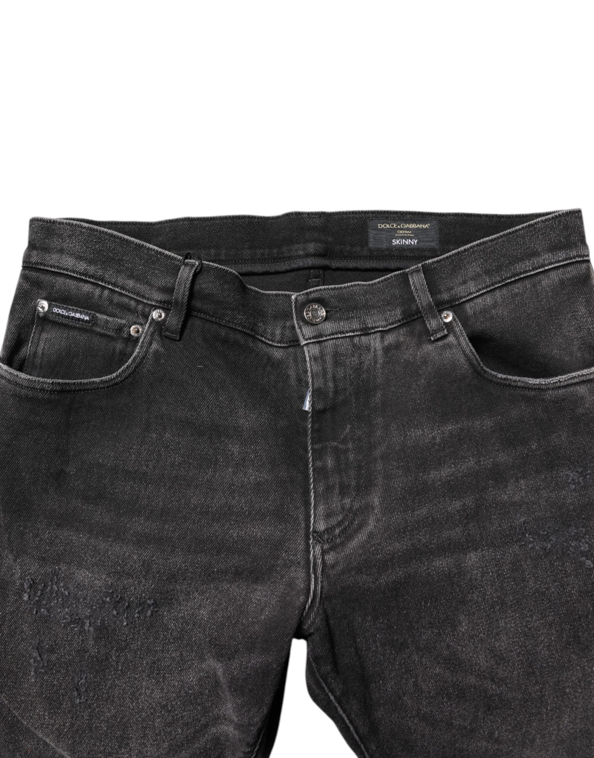 Blugi skinny din denim gri, din bumbac spălat, Dolce &amp; Gabbana