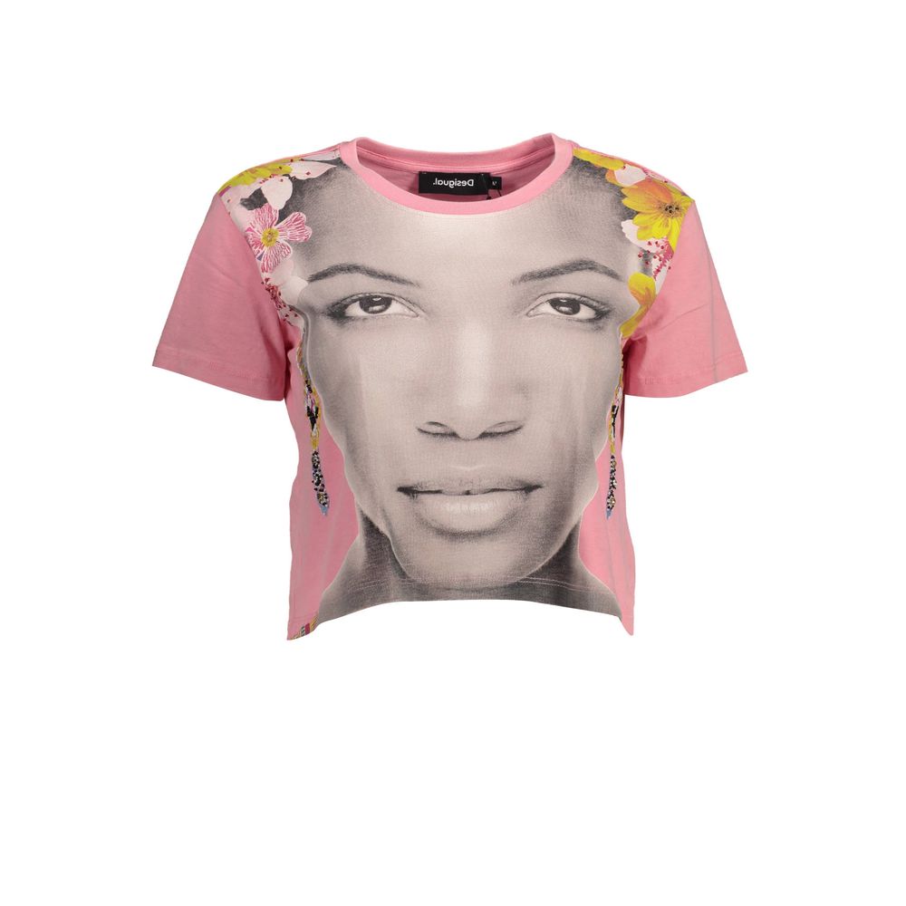 Tricou Desigual roz din bumbac pentru femei