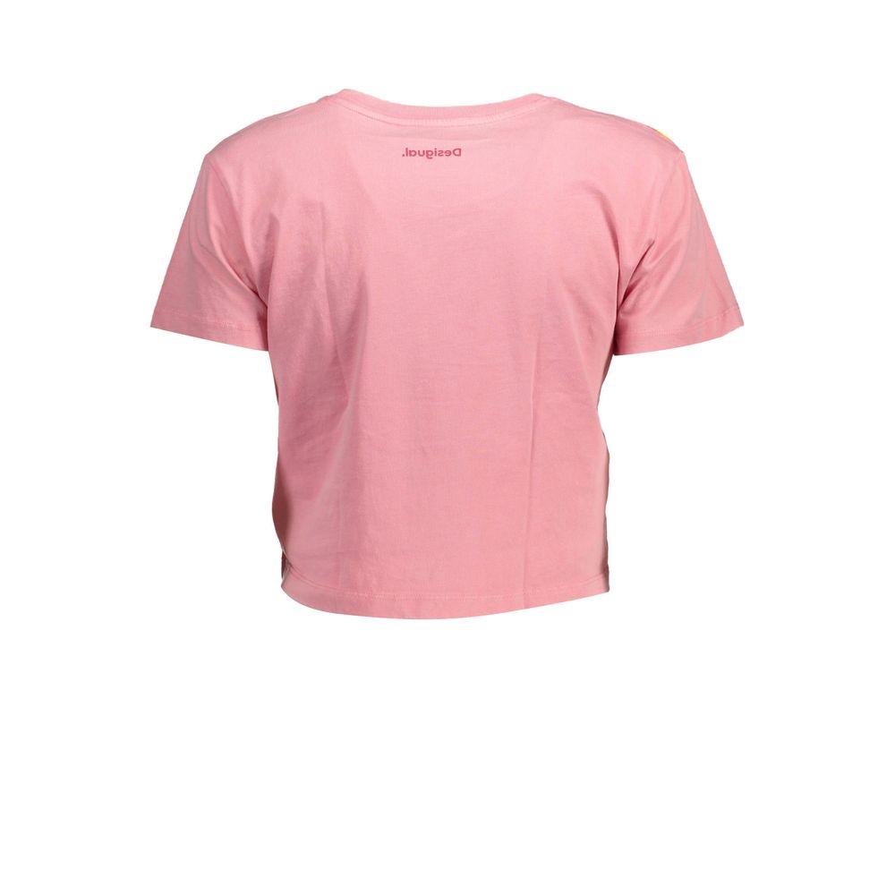Tricou Desigual roz din bumbac pentru femei