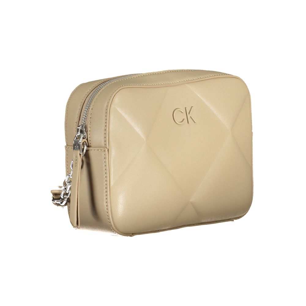 Geantă de mână Calvin Klein bej din poliester