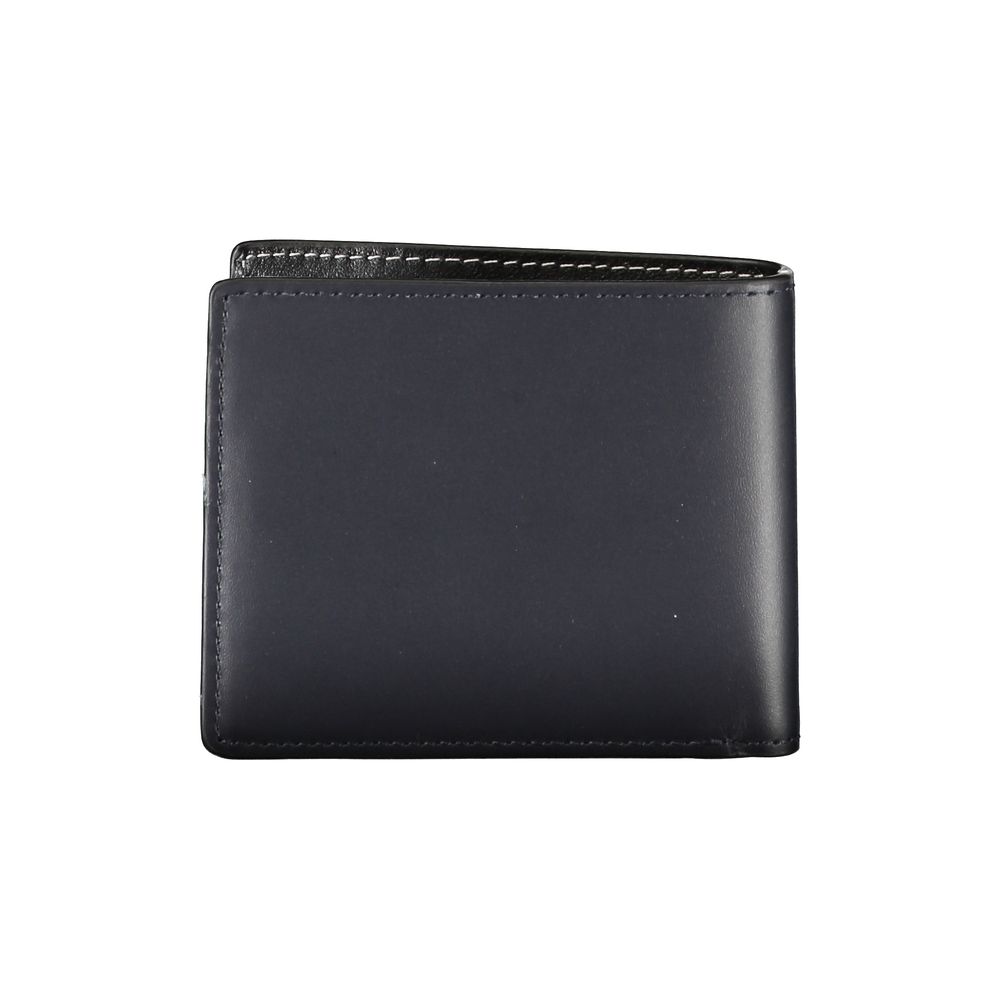Portofel elegant din piele albastră Tommy Hilfiger cu două pliuri