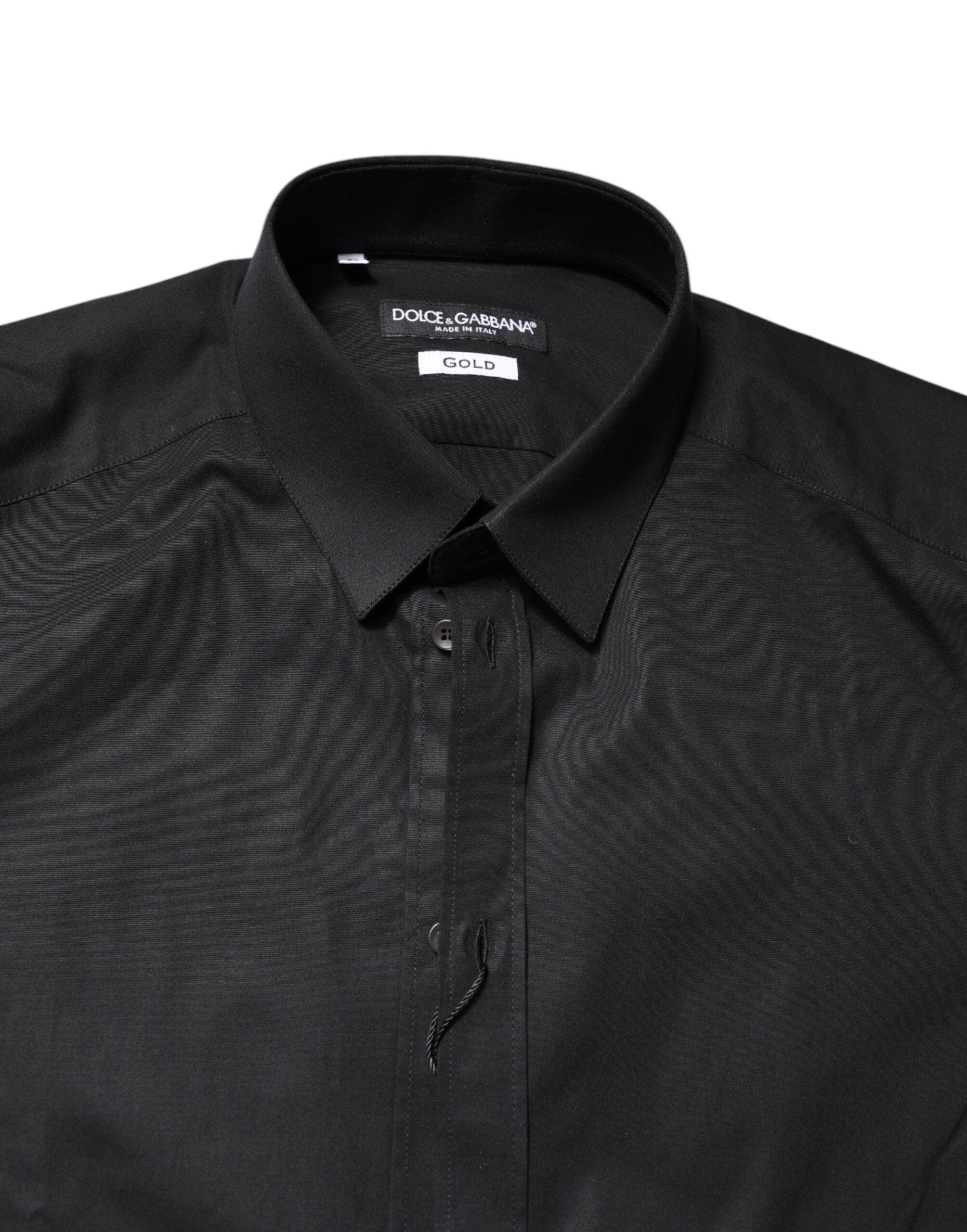 Dolce &amp; Gabbana Schwarzes GOLD Langarmhemd aus Baumwolle
